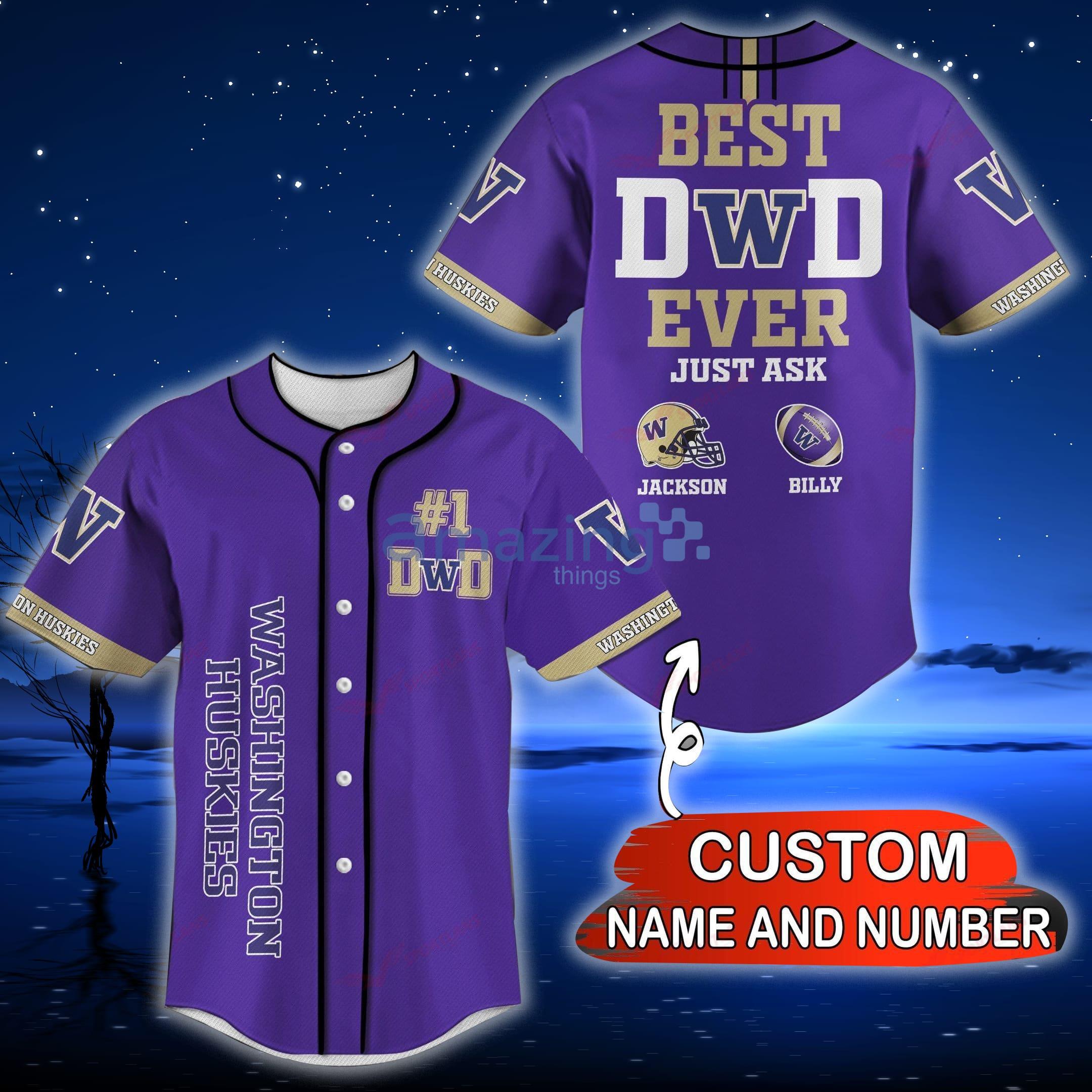 Washington Huskies NCAA Custom Name And Number Best Dad Ever Baseball Jersey  Shirt
