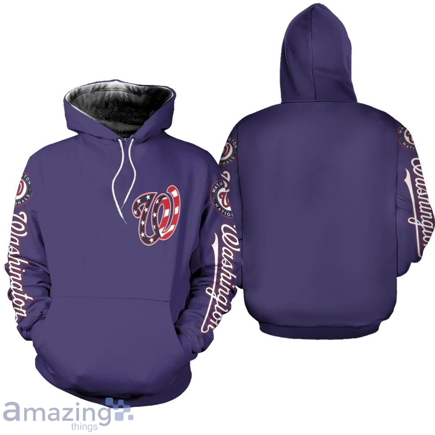 Washington Nationals 2020 Mlb Blue Us Flag Hoodie For Men And Women Product Photo 1