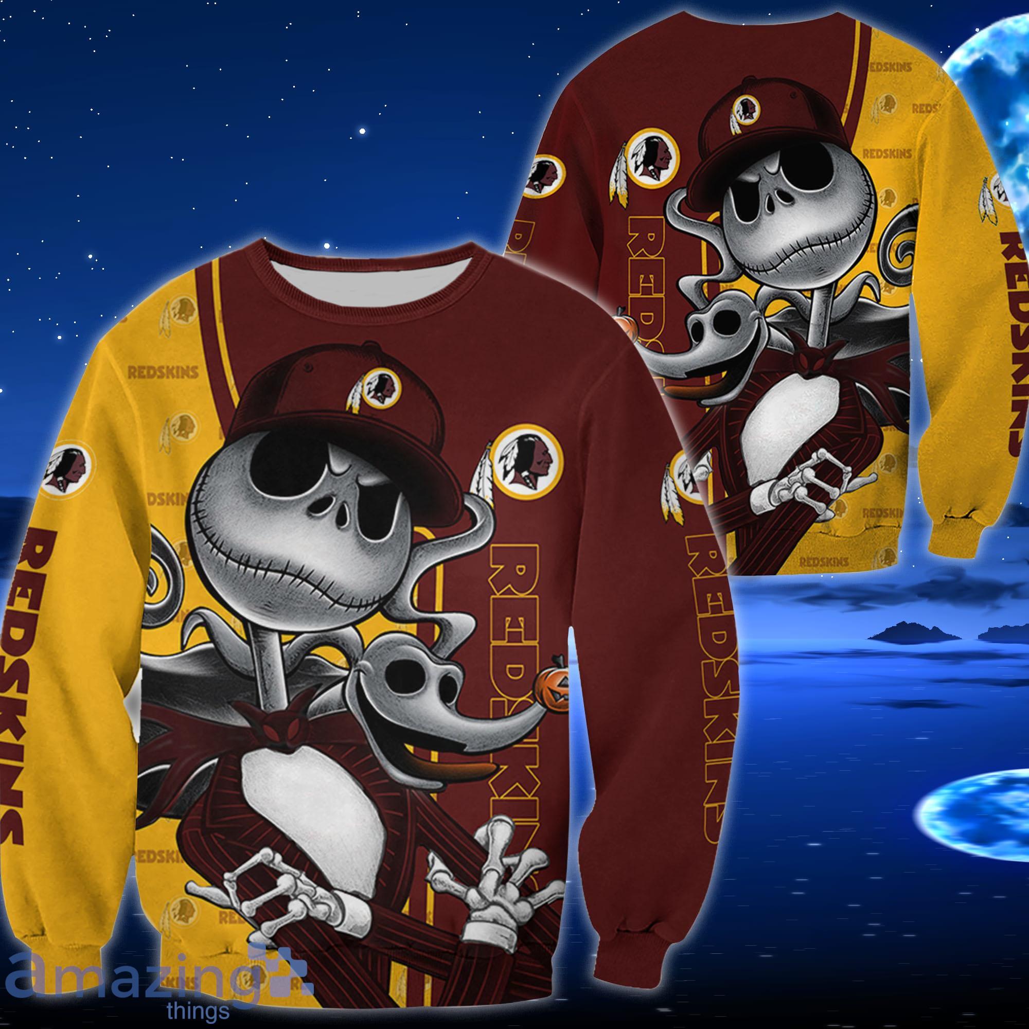 Washington Redskins Jack Skellington All Over Printed 3D Shirt Halloween Gift For Fans Product Photo 1