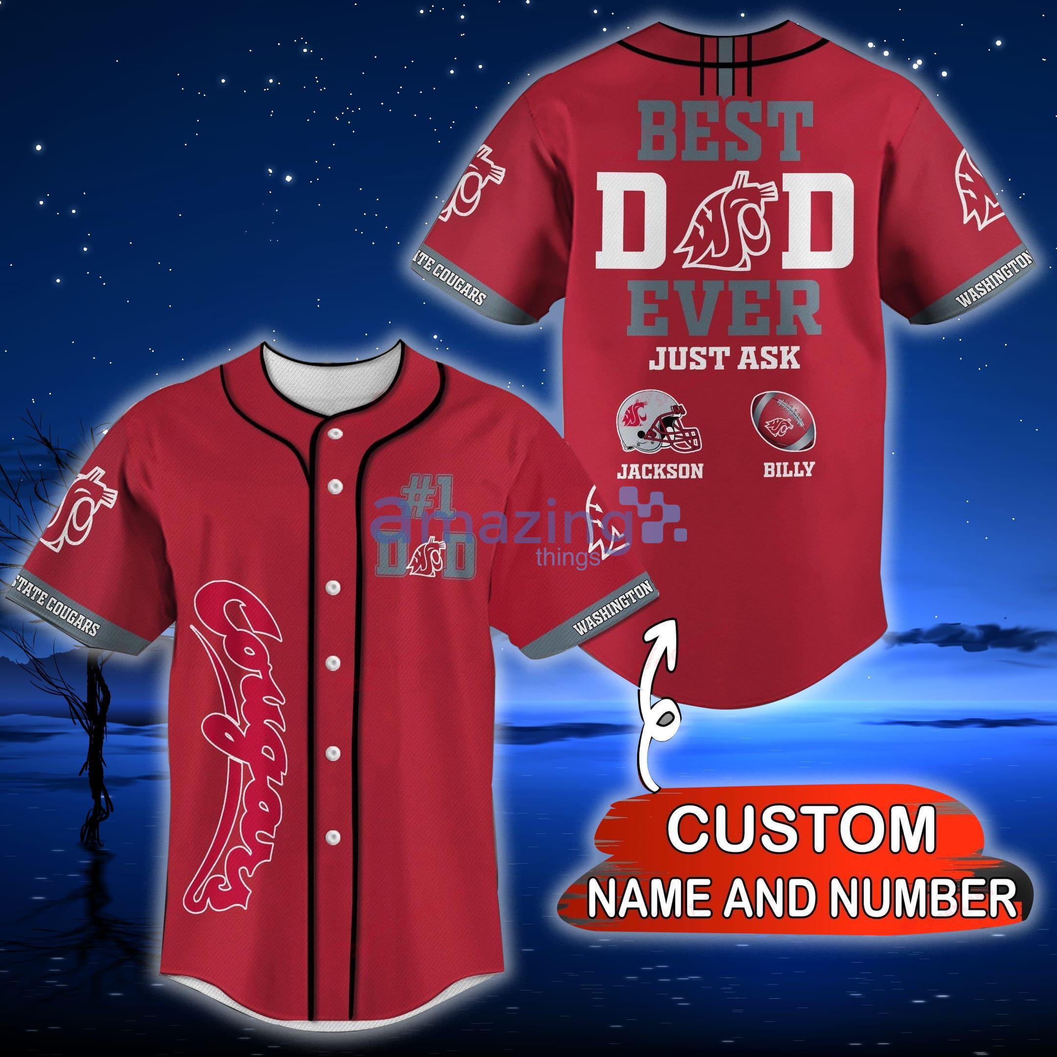 Washington State Cougars NCAA Custom Name And Number Best Dad Ever