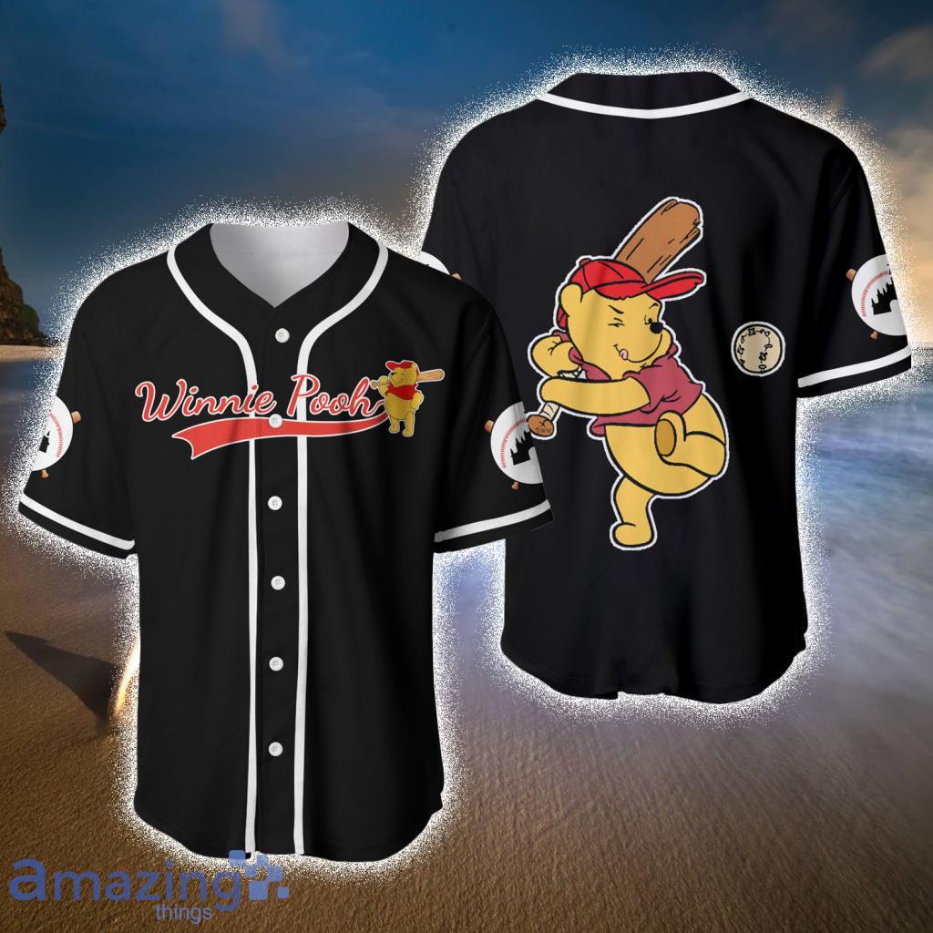 Winnie Pooh Red Black Cute Disney Baseball Jerseys For Men And