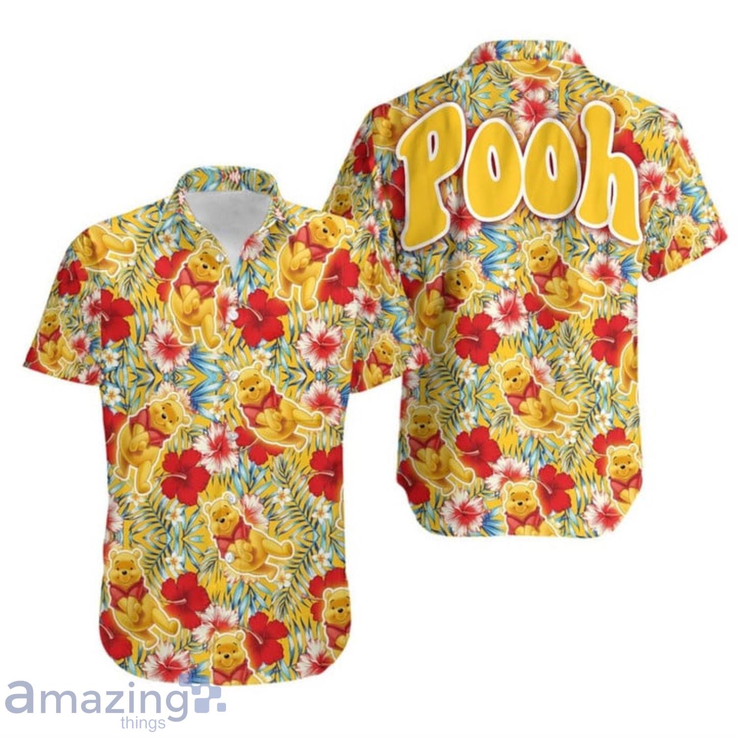 Winnie The Pooh Disney Red Hibiscus Hawaiian Shirt For Men And Women Product Photo 1