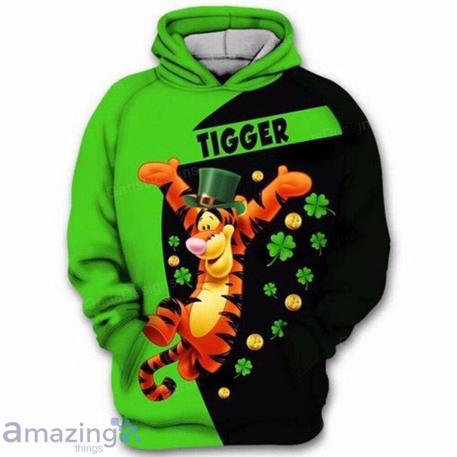 Winnie The Pooh Tigger Happy Saint Patrick's Day Hoodie 3D Printed Product Photo 1