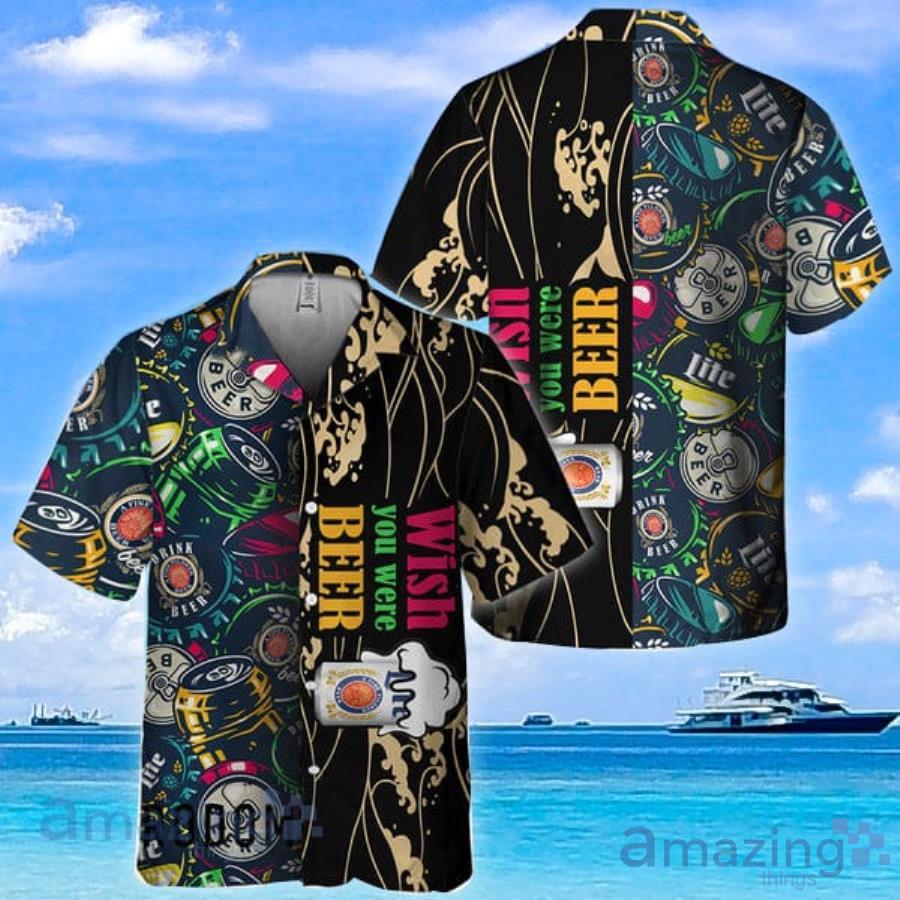 Wish You Were Beer Miller Lite Hawaiian Shirt For Men And Women Product Photo 1