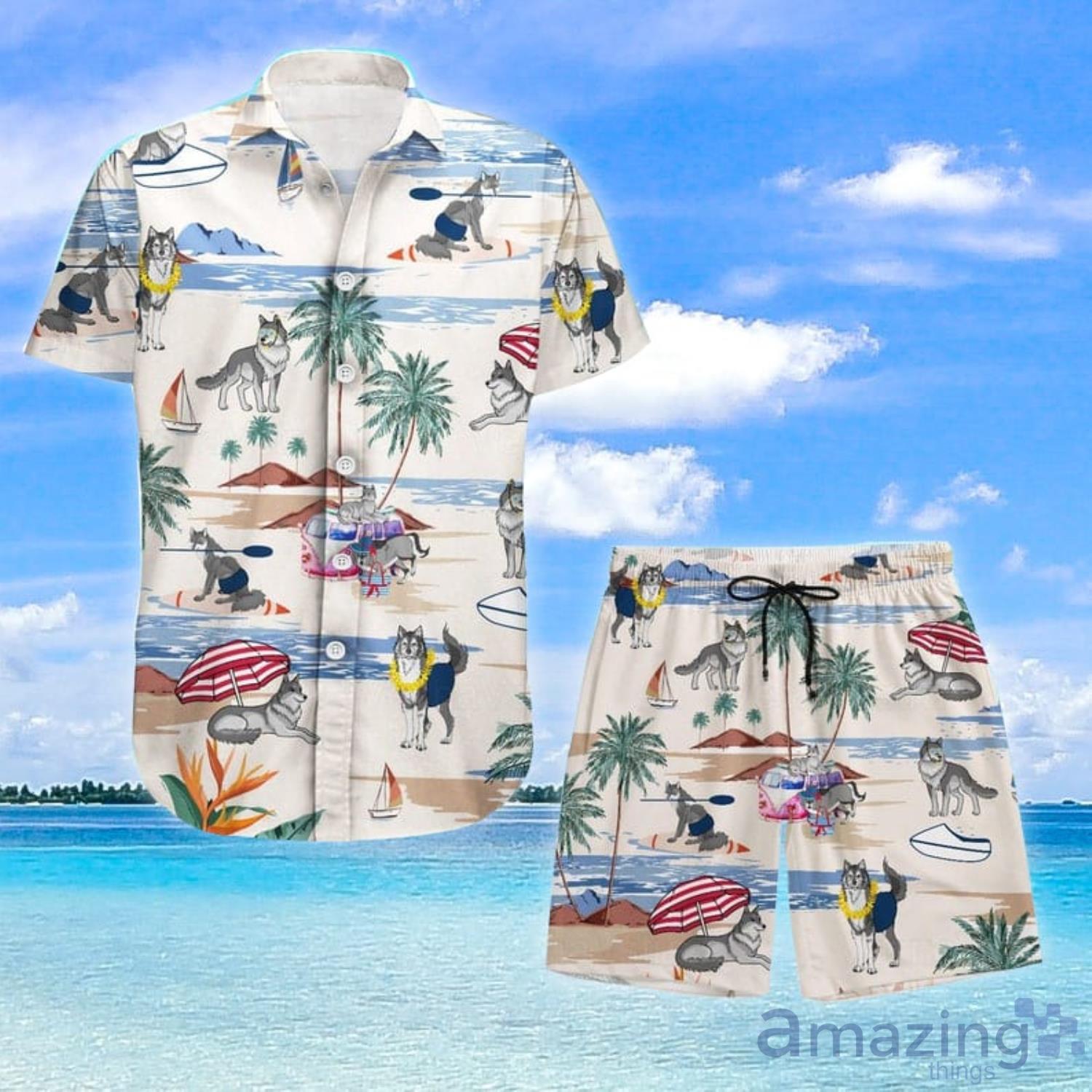 Wolf Beach Shorts Wolf Hawaiian Shirt And Short Product Photo 1