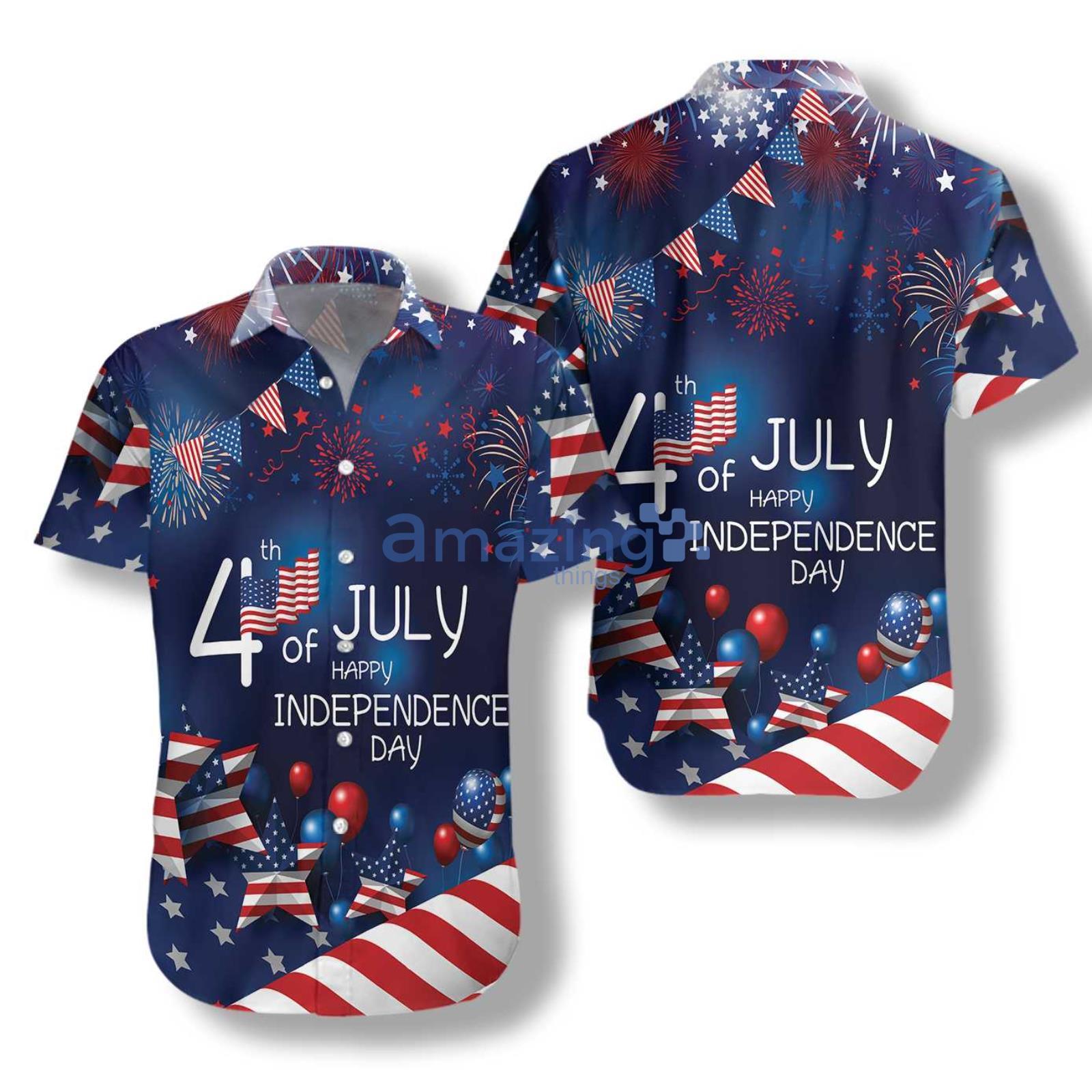 4th July Happy Independence Day US Flag Hawaiian Shir Product Photo 1
