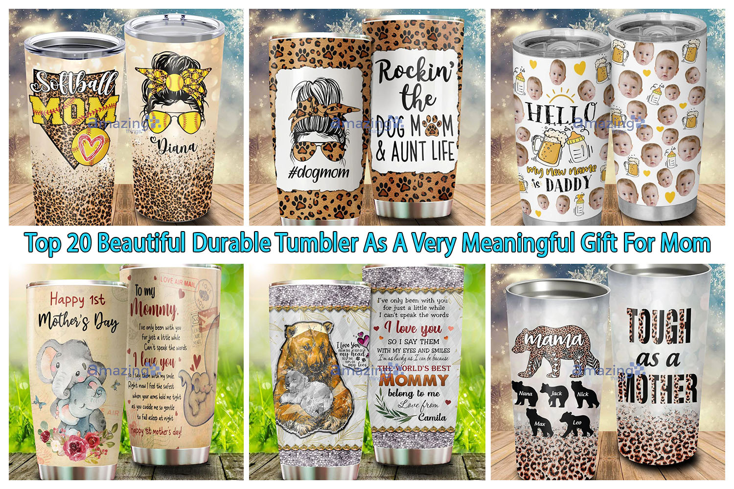 Mama Bear Personalized Tumbler with Kids Name, Christmas Gift for Mom,  Tough As A Mother Tumbler - Best Personalized Gifts for Everyone