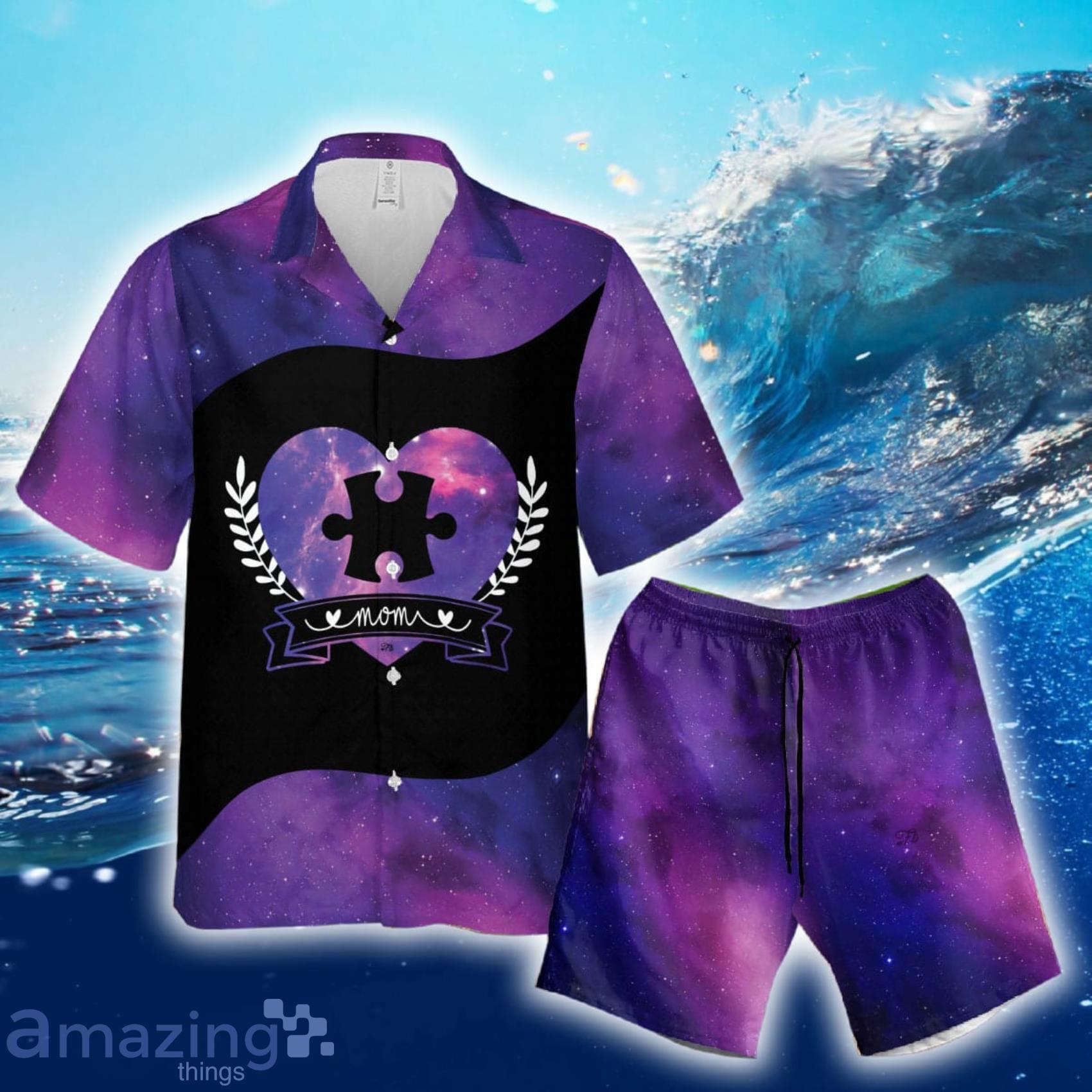 A Piece Of My Heart Purple Pattern Short Sleeve Hawaiian Shirt And Beach Short Product Photo 1
