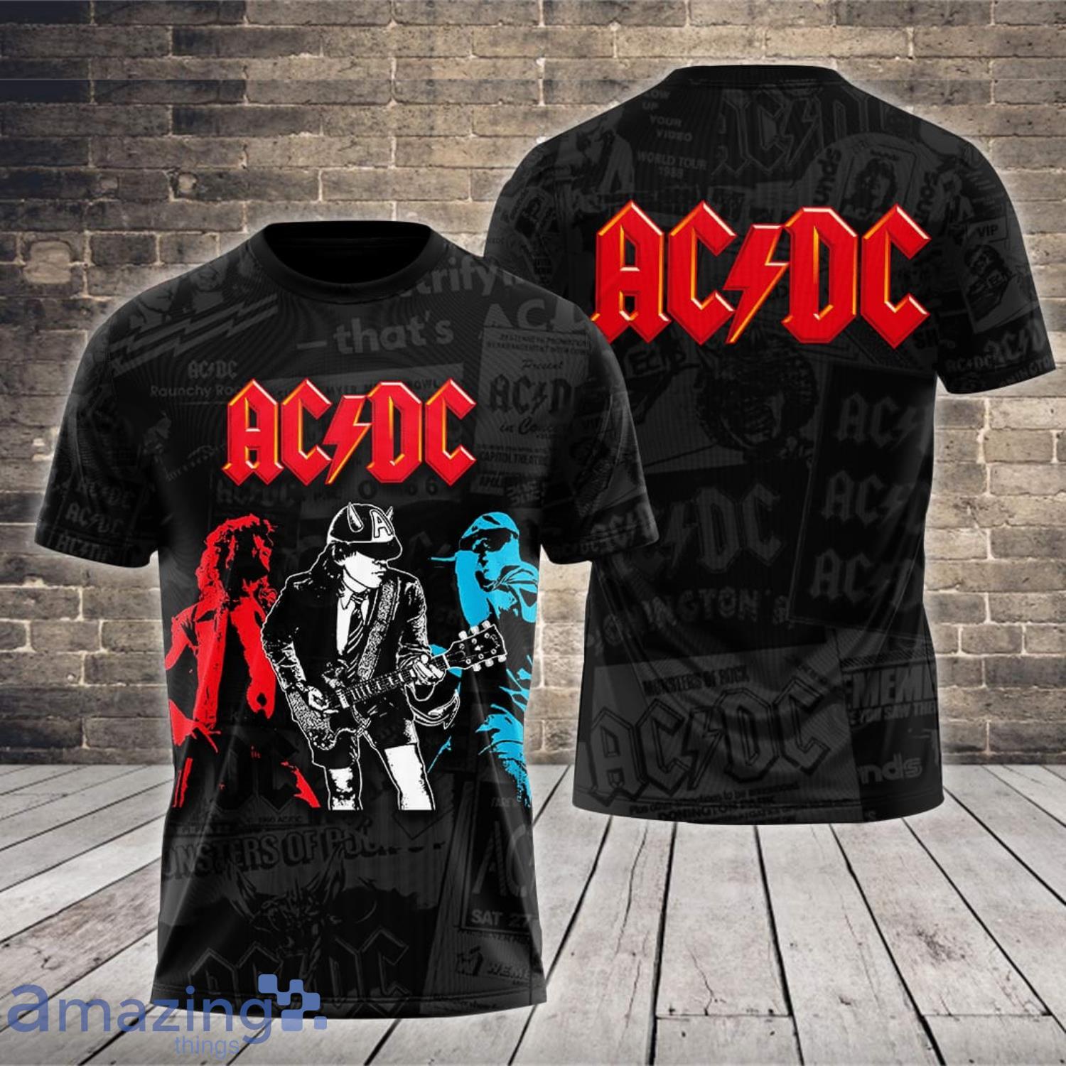 ACDC Rock Band Black All Over Print 3D T-Shirt Product Photo 1 ACDC Rock Band Black All Over Print 3D T-Shirt Product Photo 1