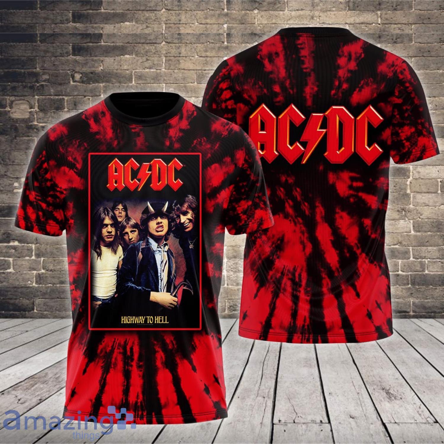 ACDC Rock Band Highway To Hell Black Red All Over Print 3D Tie Dye 3D T-Shirt Product Photo 1 ACDC Rock Band Highway To Hell Black Red All Over Print 3D Tie Dye 3D T-Shirt Product Photo 1
