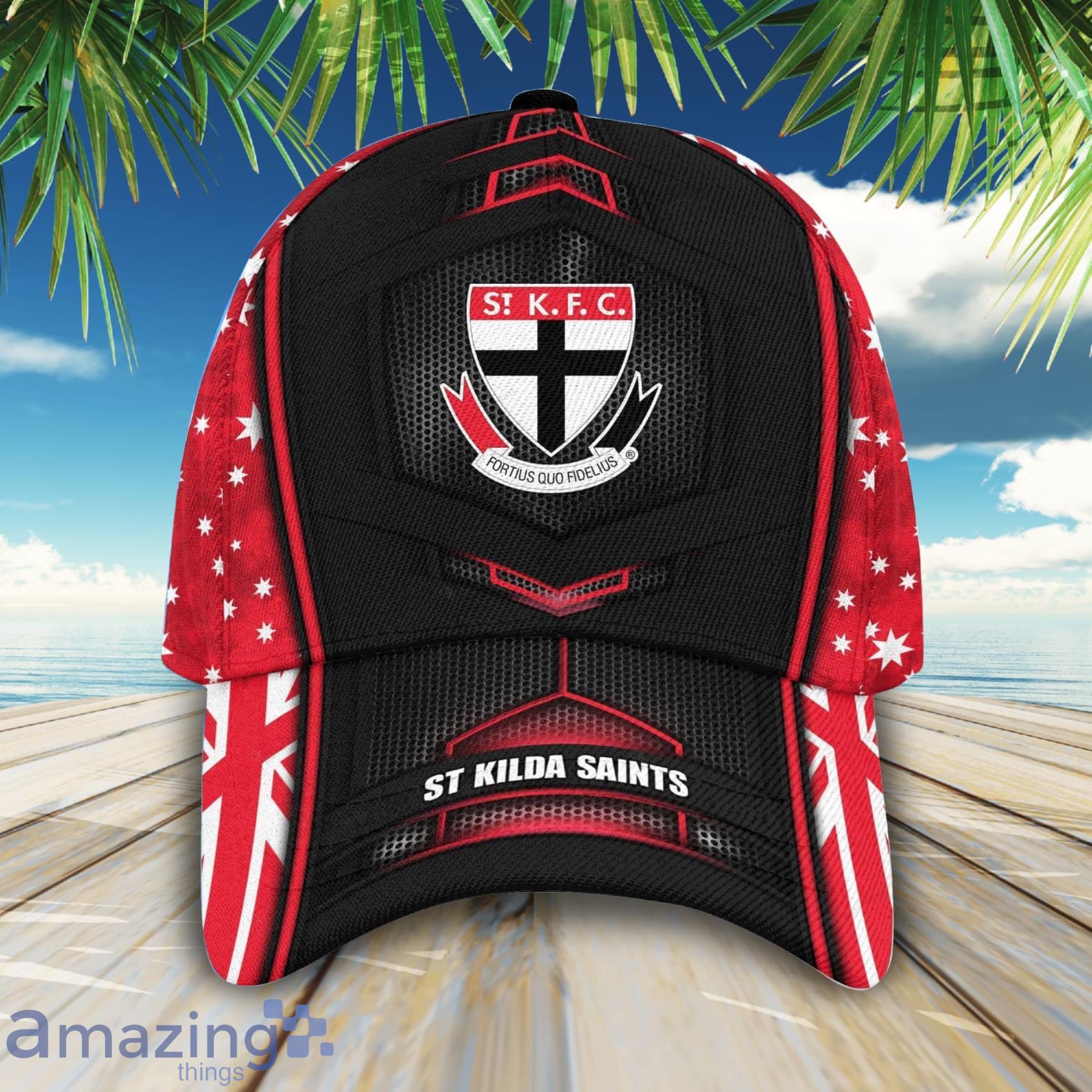 AFL St Kilda Saints And Logo Symbol Printed 3D Cap Product Photo 1 AFL St Kilda Saints And Logo Symbol Printed 3D Cap Product Photo 1