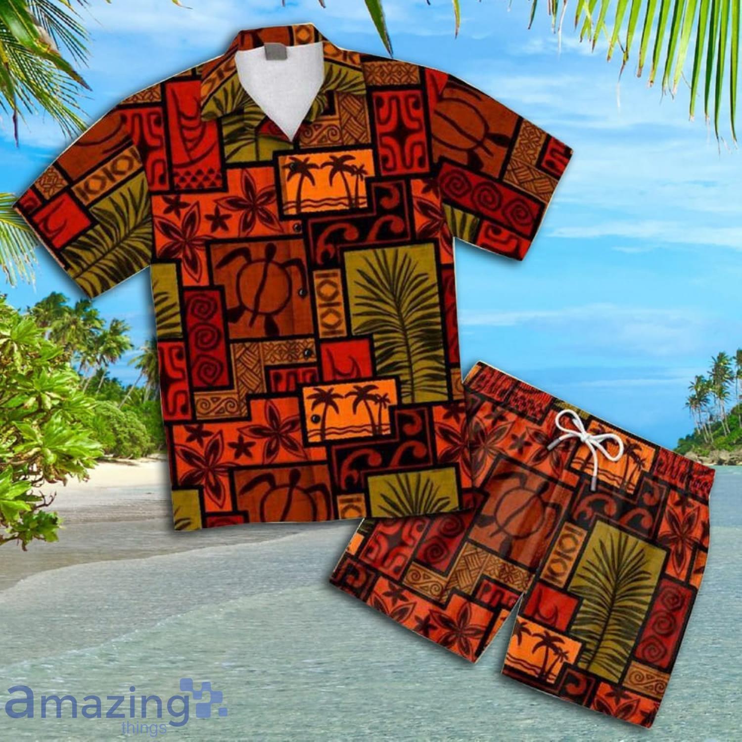 African Symbols Short Sleeve Hawaiian Shirt And Short Product Photo 1