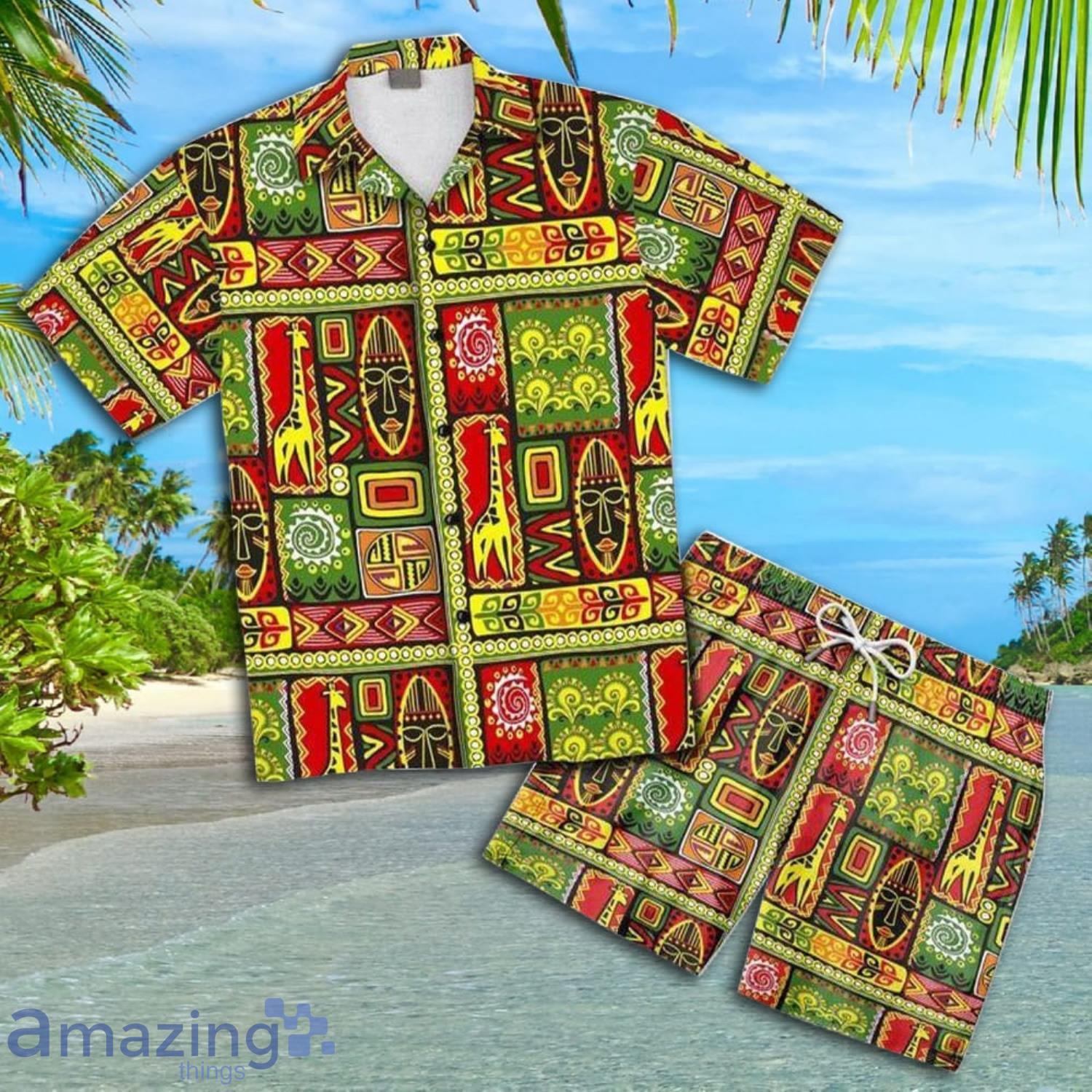 African Tribal Short Sleeve Hawaiian Shirt And Short Product Photo 1