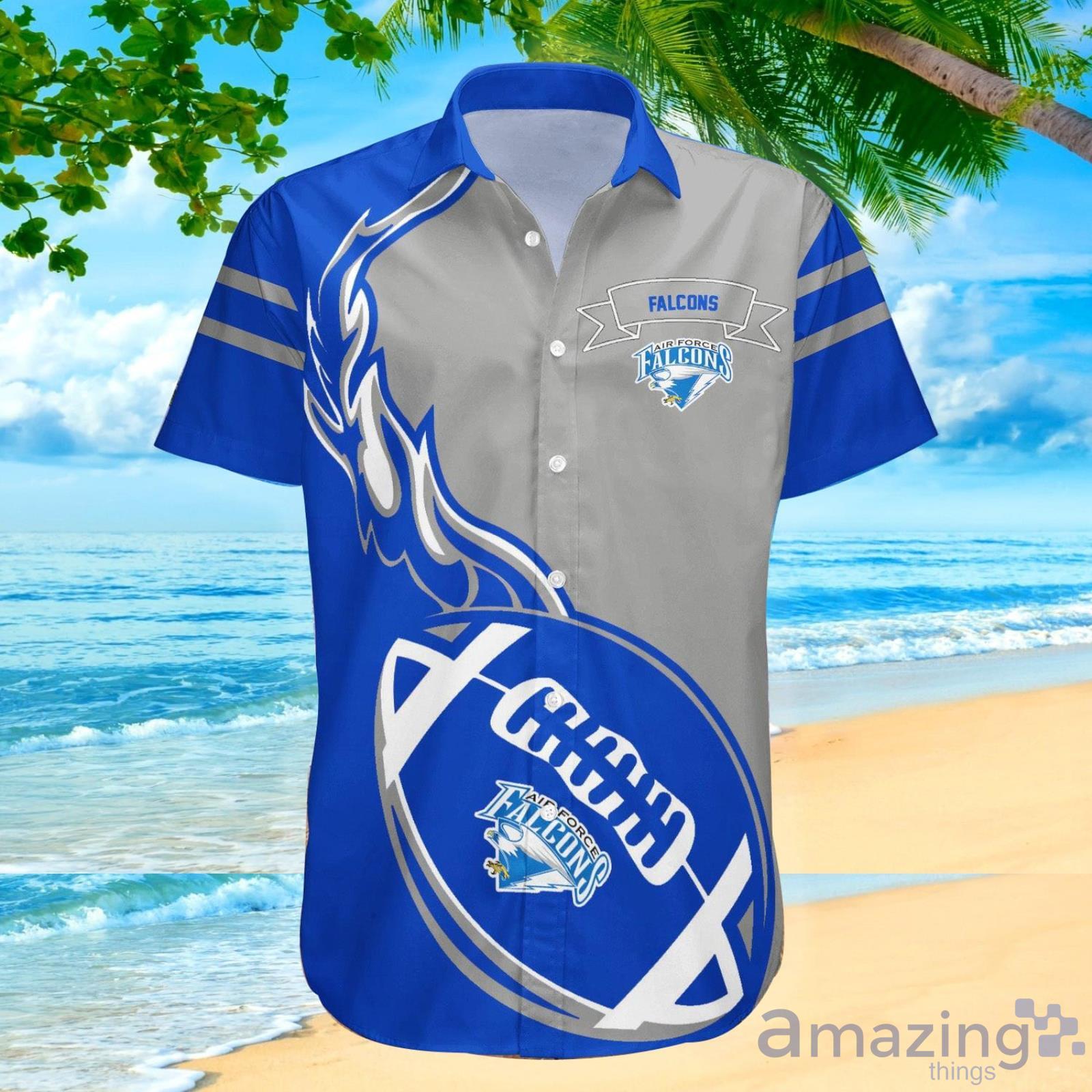 Air Force Falcons Ncaa Flame Ball Hawaiian Shirt For Fans image Air Force Falcons Ncaa Flame Ball Hawaiian Shirt For Fans Product Photo 2