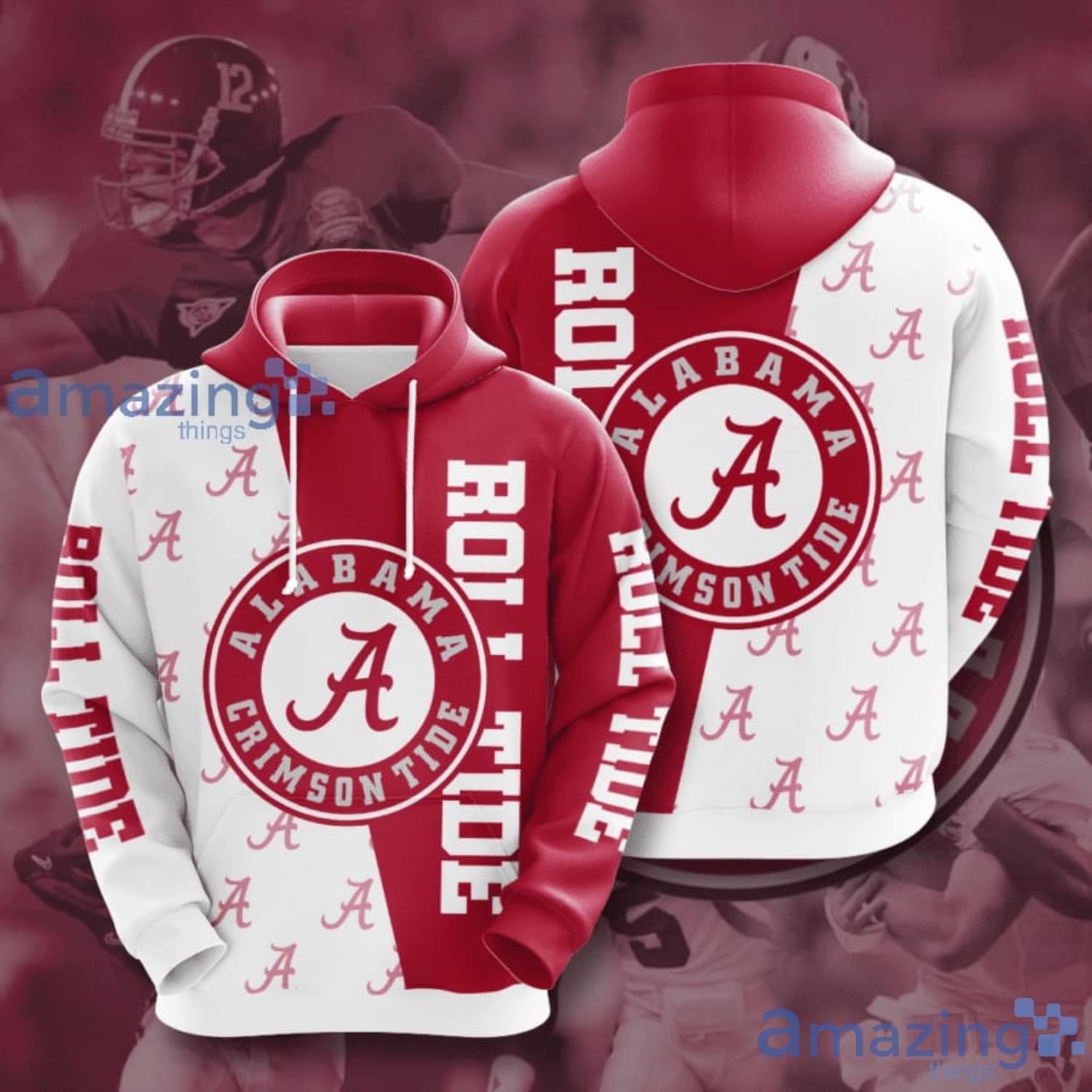 Alabama Crimson Tide All Over Print White And Red 3D Hoodie Product Photo 1 Alabama Crimson Tide All Over Print White And Red 3D Hoodie Product Photo 1