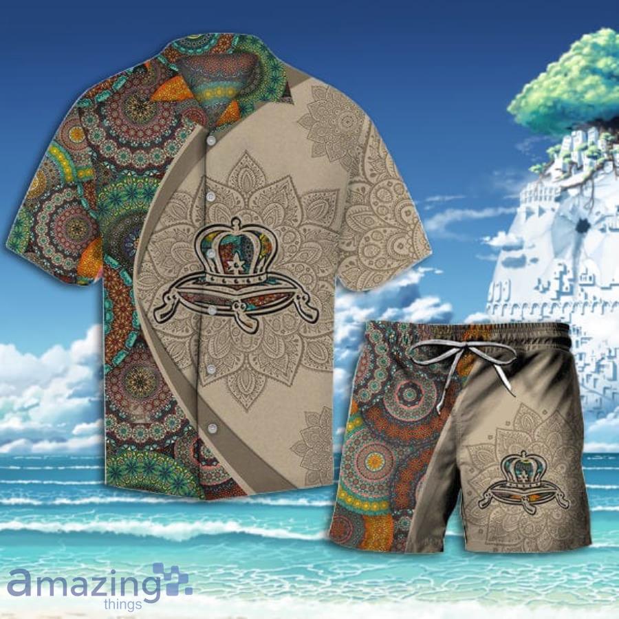 Aloha Mandala Crown Royal Short Sleeve Hawaiian Shirt And Short Product Photo 1
