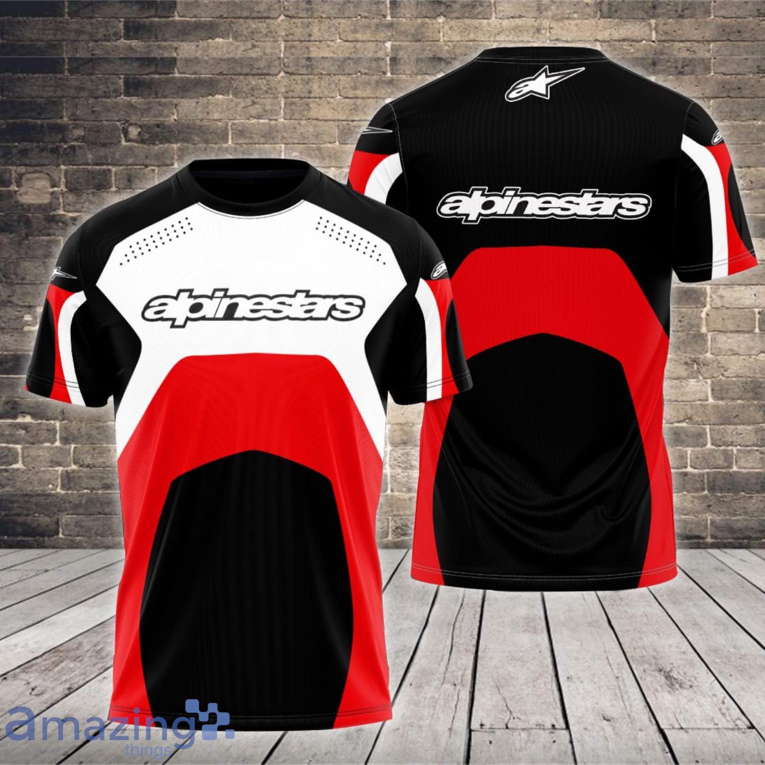 Alpinestars Racing Logo Black Red All Over Print 3D T-Shirt Product Photo 1 Alpinestars Racing Logo Black Red All Over Print 3D T-Shirt Product Photo 1