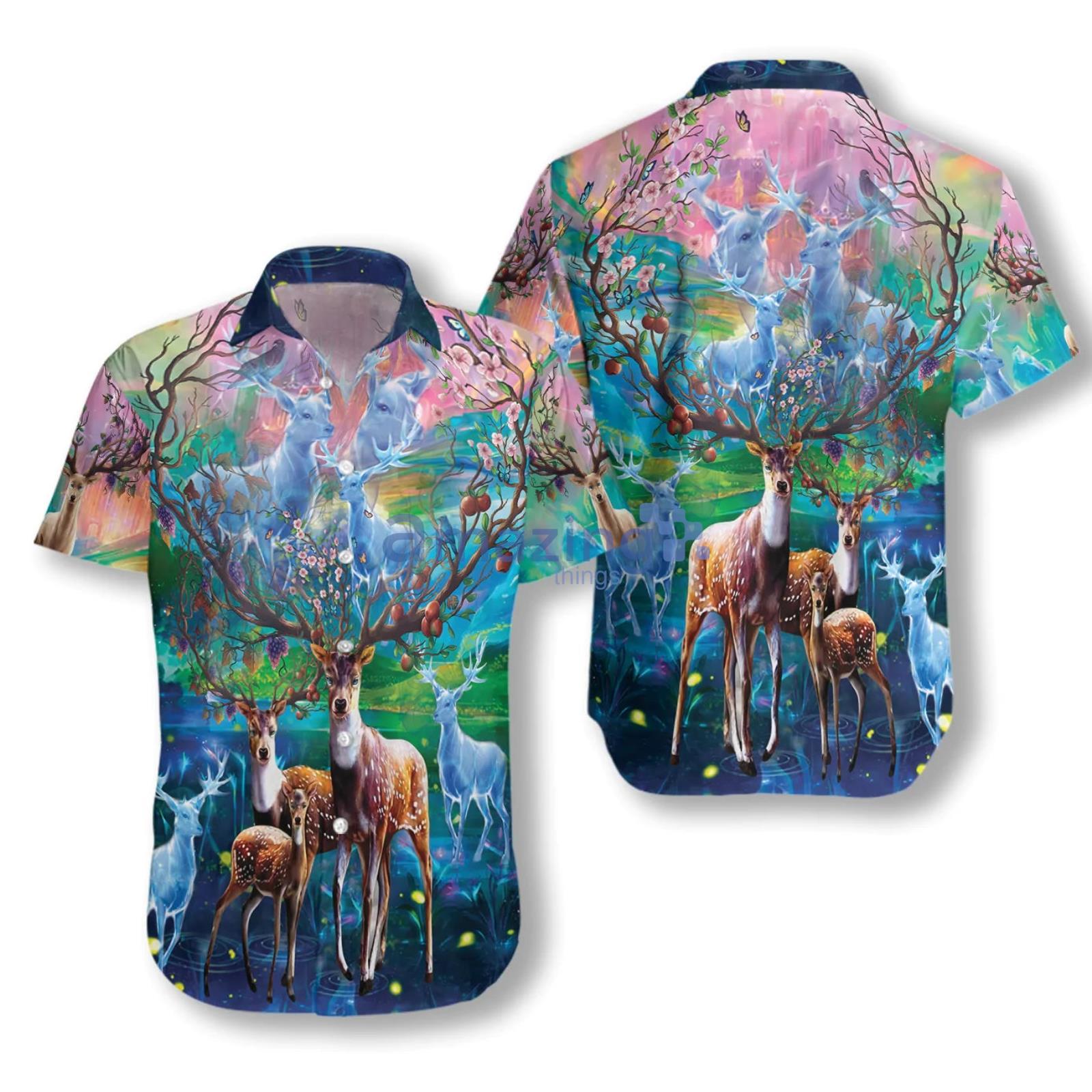 Amazing Deer Hawaiian Shirt, Deer Color Aloha Shirt Product Photo 1