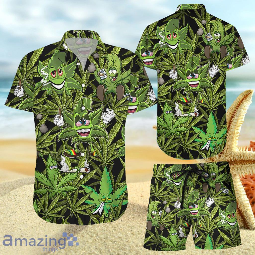Amazing Hippie Weed Green Hawaiian Shirt And Short - Amazing Hippie Weed Green Hawaiian Shirt And Short