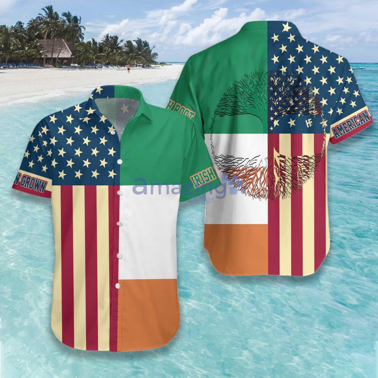 America Flag Ireland Flag Aloha Hawaiian Shirt Product Photo 1