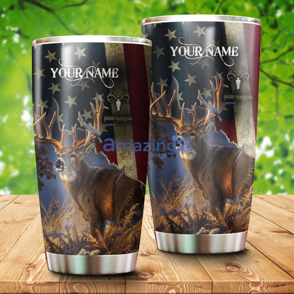 American Deer Hunting Games Custom Name Stainless Steel Tumbler - AmericanDeerHuntingGamesCustomizeNameStainlessSteelTumbler