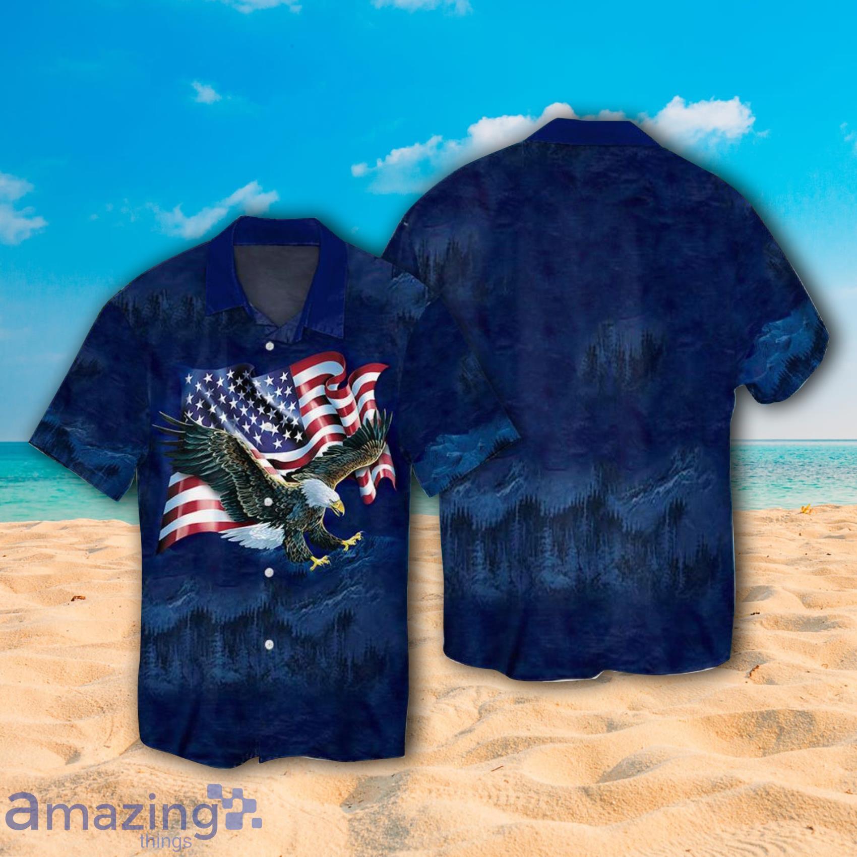 American Eagle Happy Independence Day Short Sleeve Hawaiian Shirt Product Photo 1