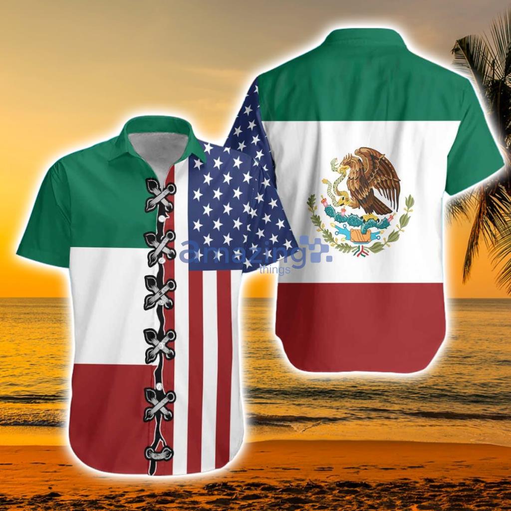 American Flag Mexico Flag Hawaiian Shirt - American Flag Mexico Flag Hawaiian Shirt, Patriot Aloha Shirt For Men & Women, Best Gift For Husband, Wife, Boyfriend, Girlfriend_5808
