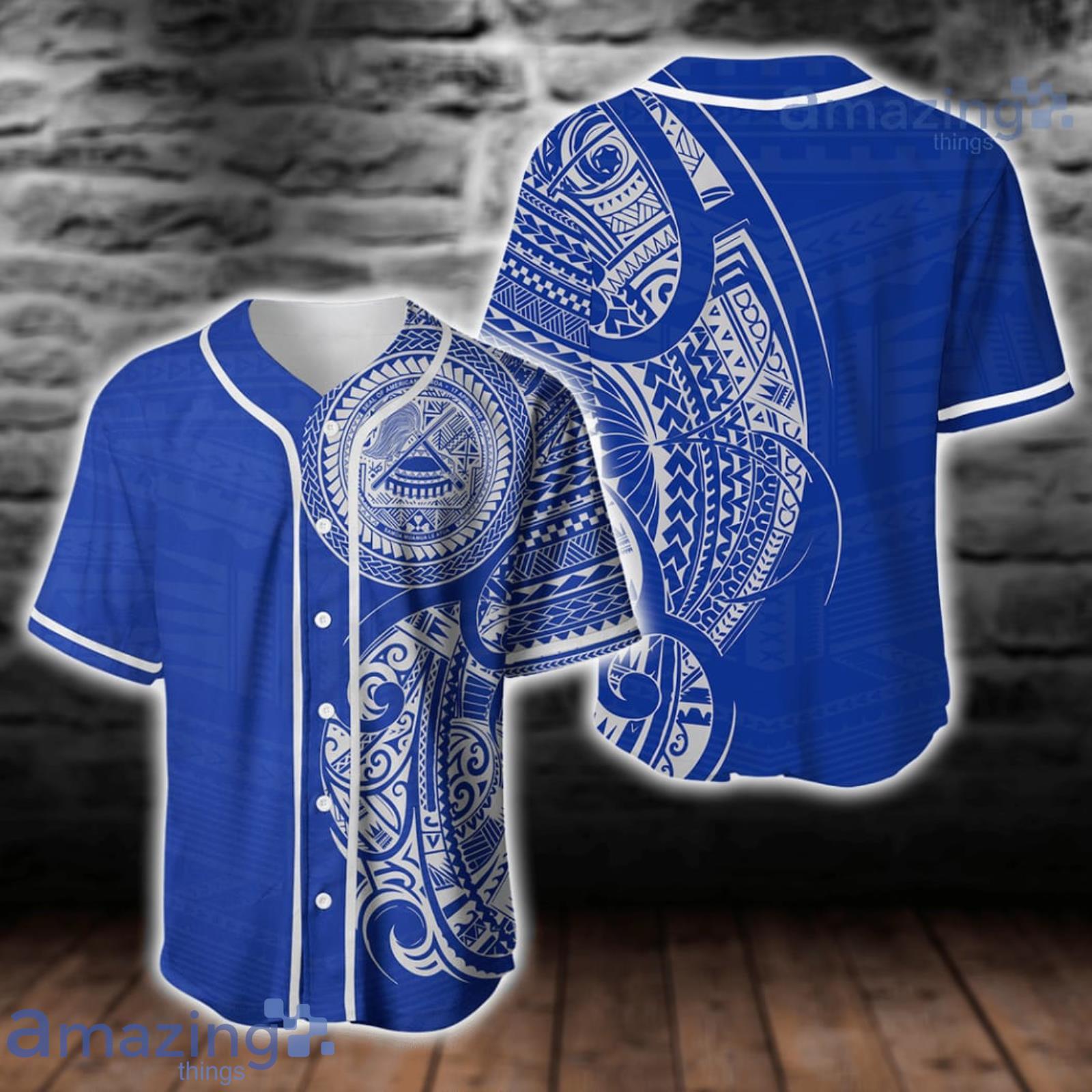 American Samoa Blue Baseball Jersey Shirt Product Photo 1