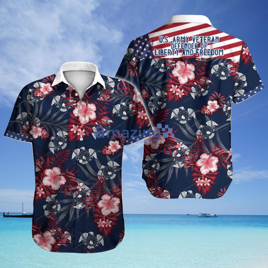 American Us Army Veteran Floral Hawaiian Shirt - American Us Army Veteran Floral Hawaiian Shirt