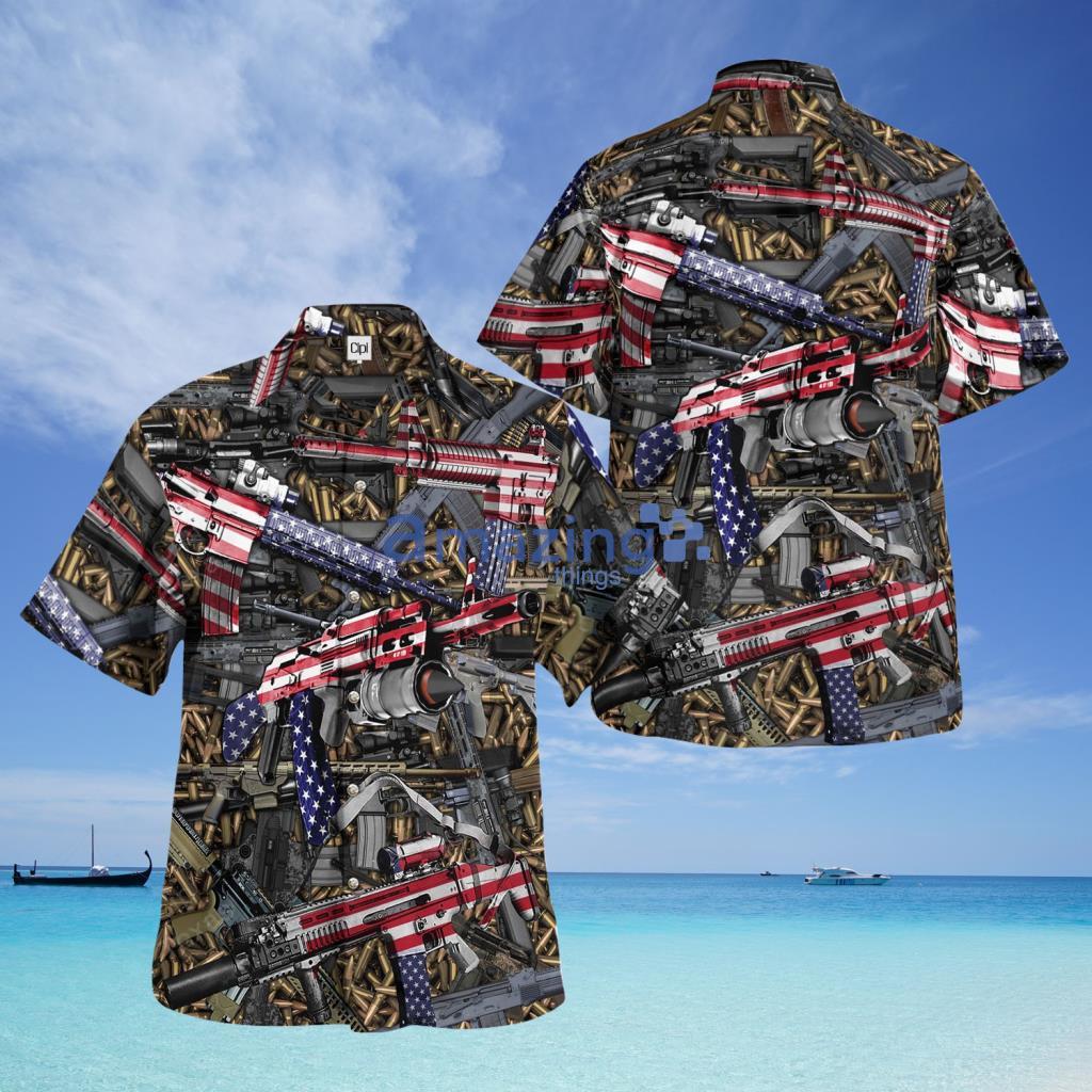 American Weapon Gun And Bullets Hawaiian Shirt - American Weapon Gun And Bullets Hawaiian Shirt
