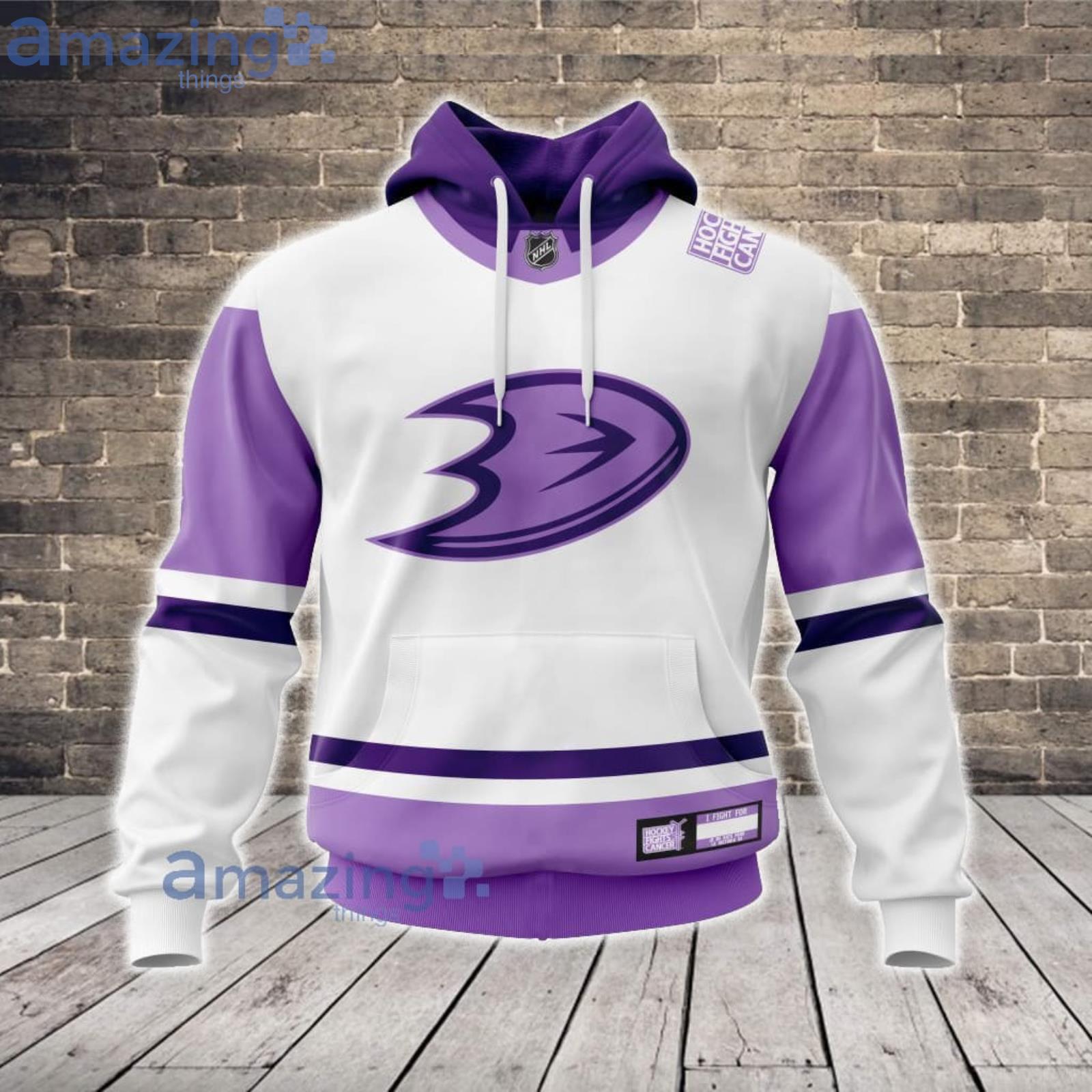 Anaheim Ducks Custom Name And Number Fight Cancer Hoodie Zip Hoodie For Fans Product Photo 1