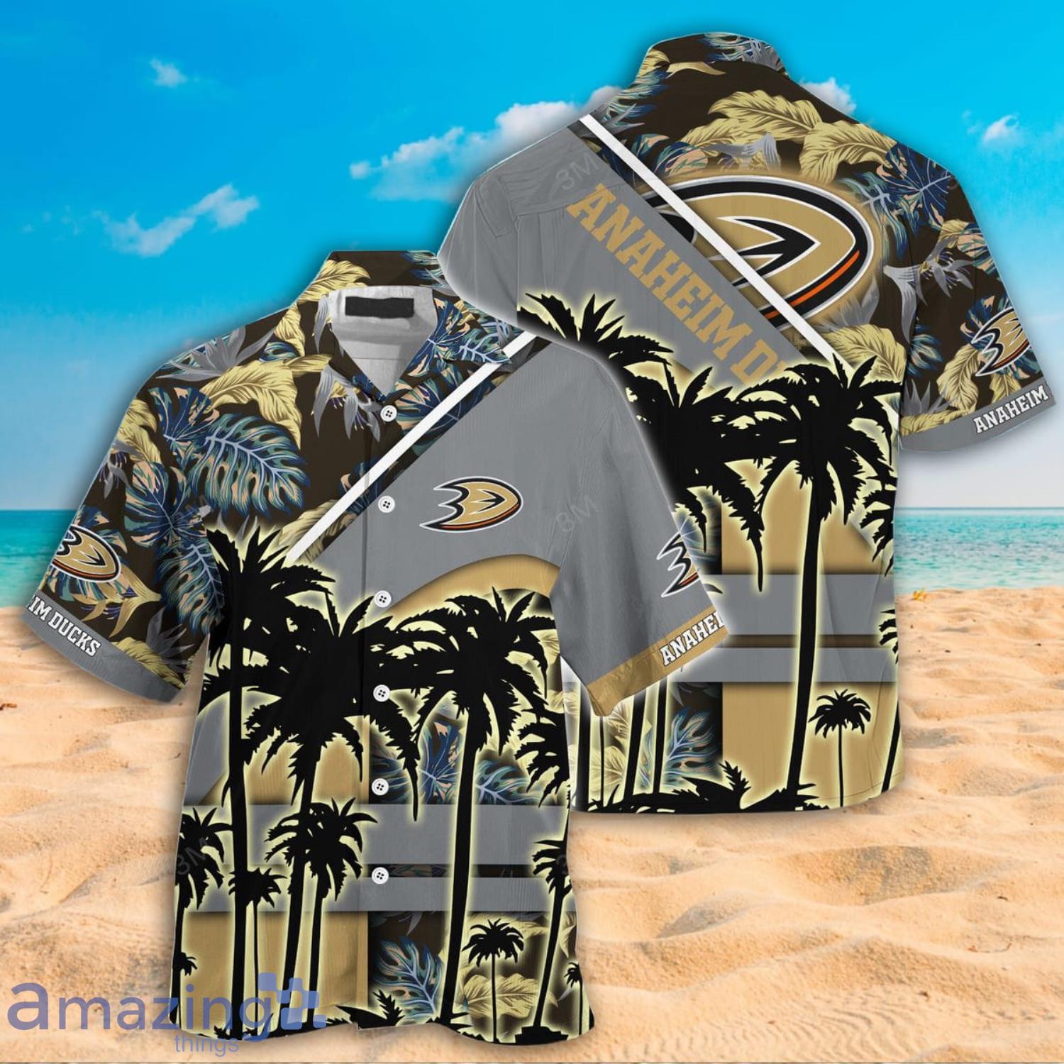 Anaheim Ducks NHL Coconut Tree And Tropical Pattern Hawaiian Shirt And Shorts Product Photo 1 Anaheim Ducks NHL Coconut Tree And Tropical Pattern Hawaiian Shirt And Shorts Product Photo 1