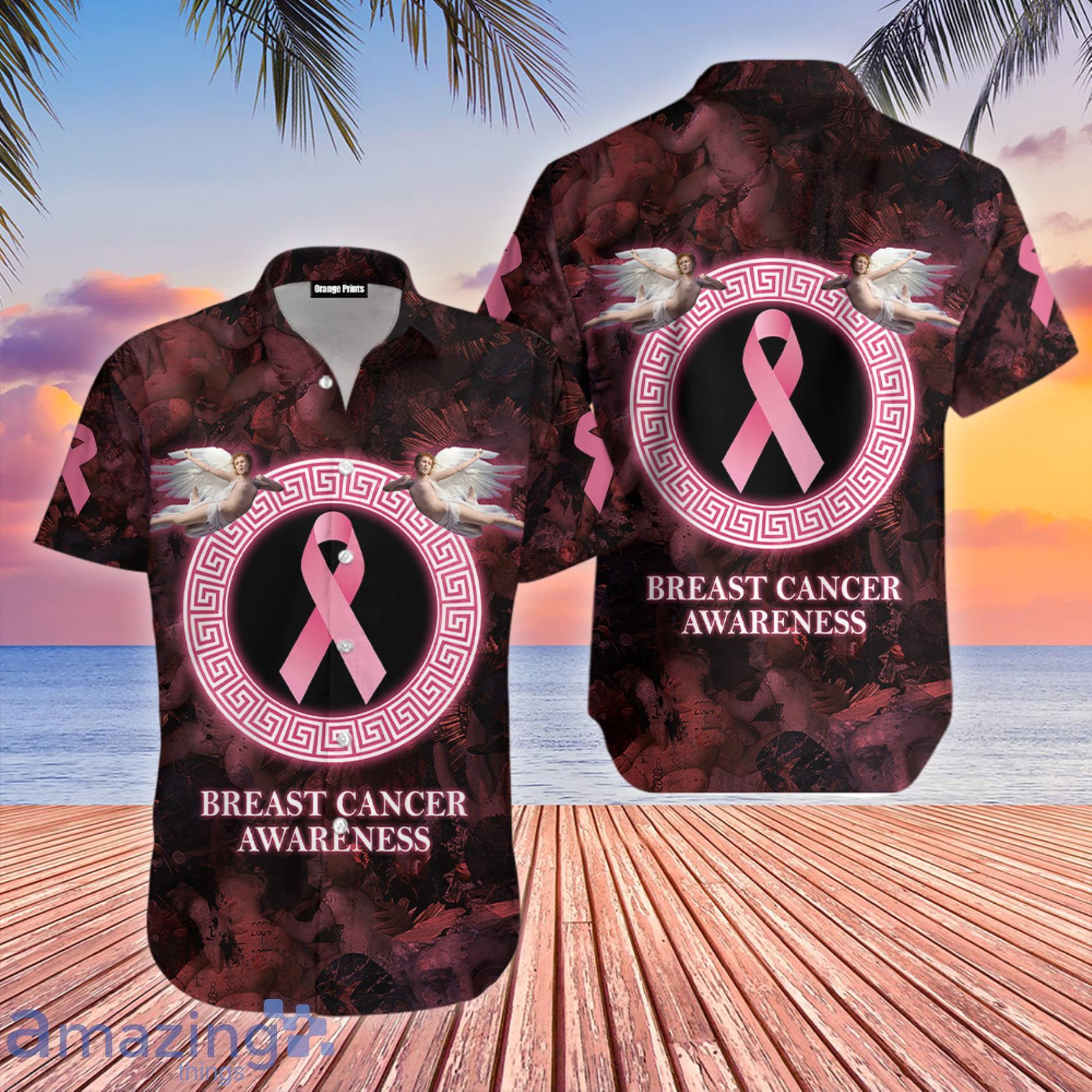 Angel Breast Cancer Awareness Short Sleeves Hawaiian Shirt Product Photo 1
