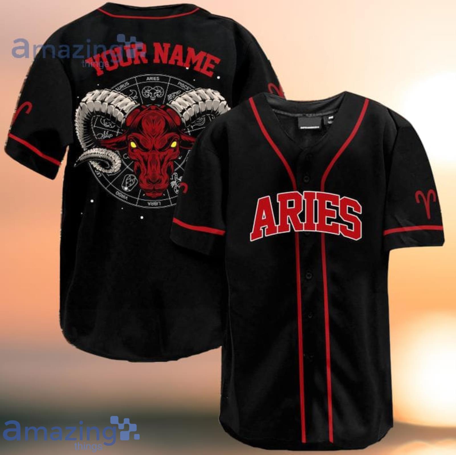 Aries Custom Name Baseball Jersey Shirt Product Photo 1