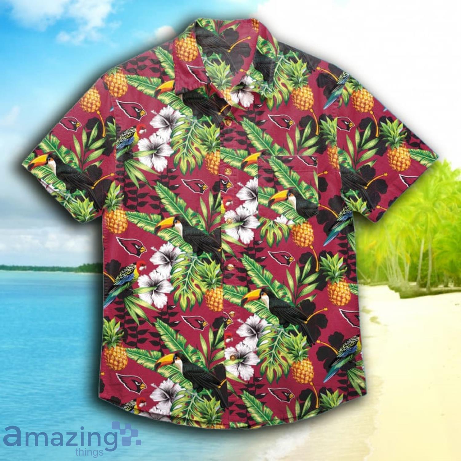 Arizona Cardinals NFL And Flowers Short Sleeves Hawaiian Shirt