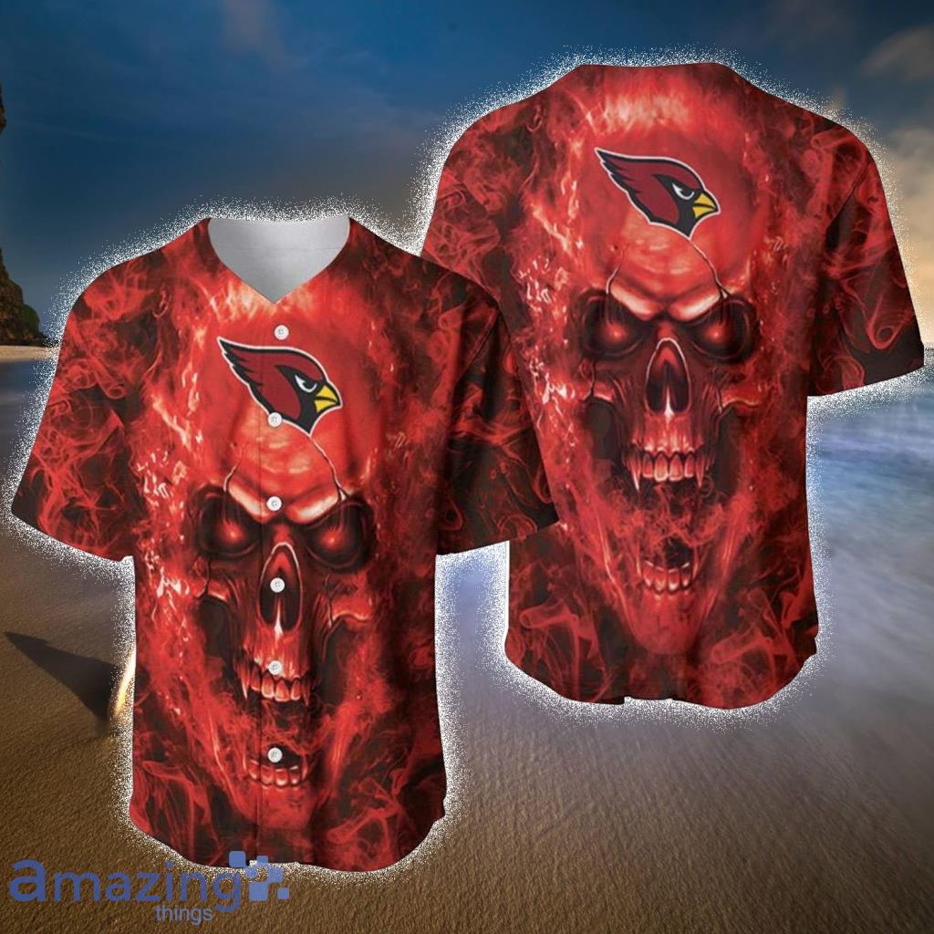 Arizona Cardinals NFL Skull On Fire Baseball Jerseys For Men And Women