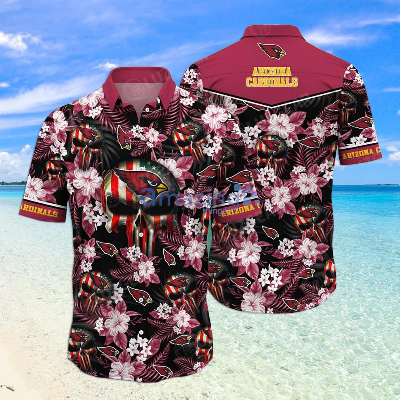 Arizona Cardinals NFL Skull Tropical Flower Hawaiian Shirt Product Photo 1 Arizona Cardinals NFL Skull Tropical Flower Hawaiian Shirt Product Photo 1