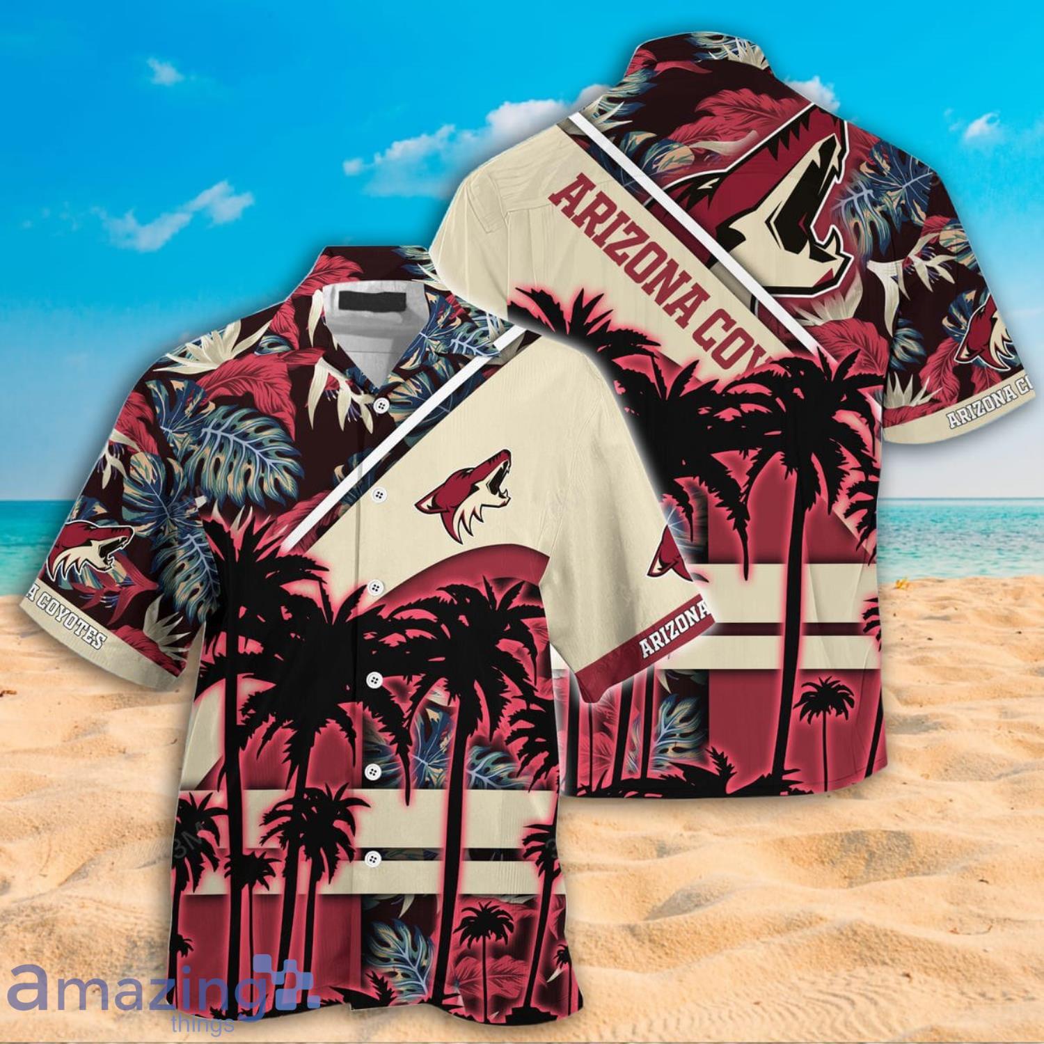 Arizona Coyotes NHL Coconut Tree And Tropical Pattern Hawaiian Shirt And Shorts Product Photo 1