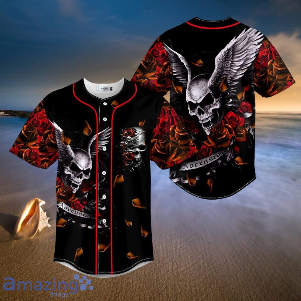 Ascension Day Roses Winged Skull Trending Baseball Jersey Shirt - Ascension Day Roses Winged Skull Trending Baseball Jersey Shirt