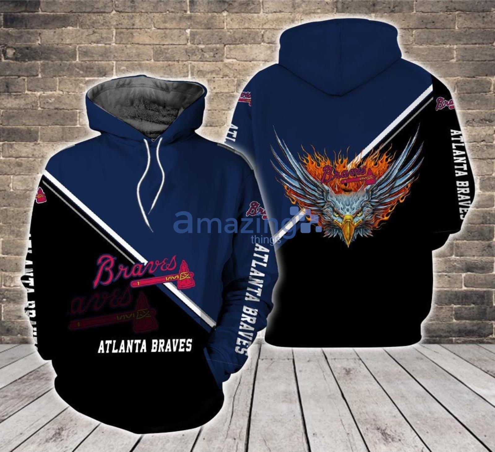 Atlanta Braves Logo Fire Eagle All Over Print 3D Hoodie