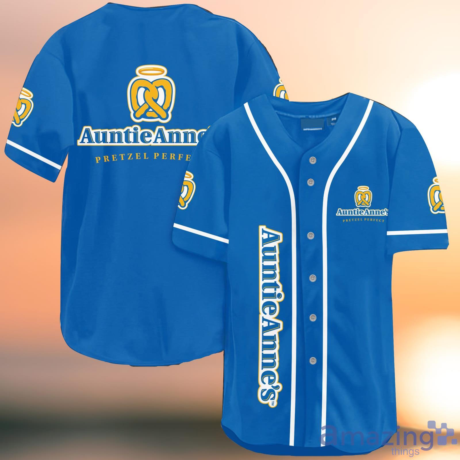 Auntie Anne's Blue Baseball Jersey Shirt Product Photo 1