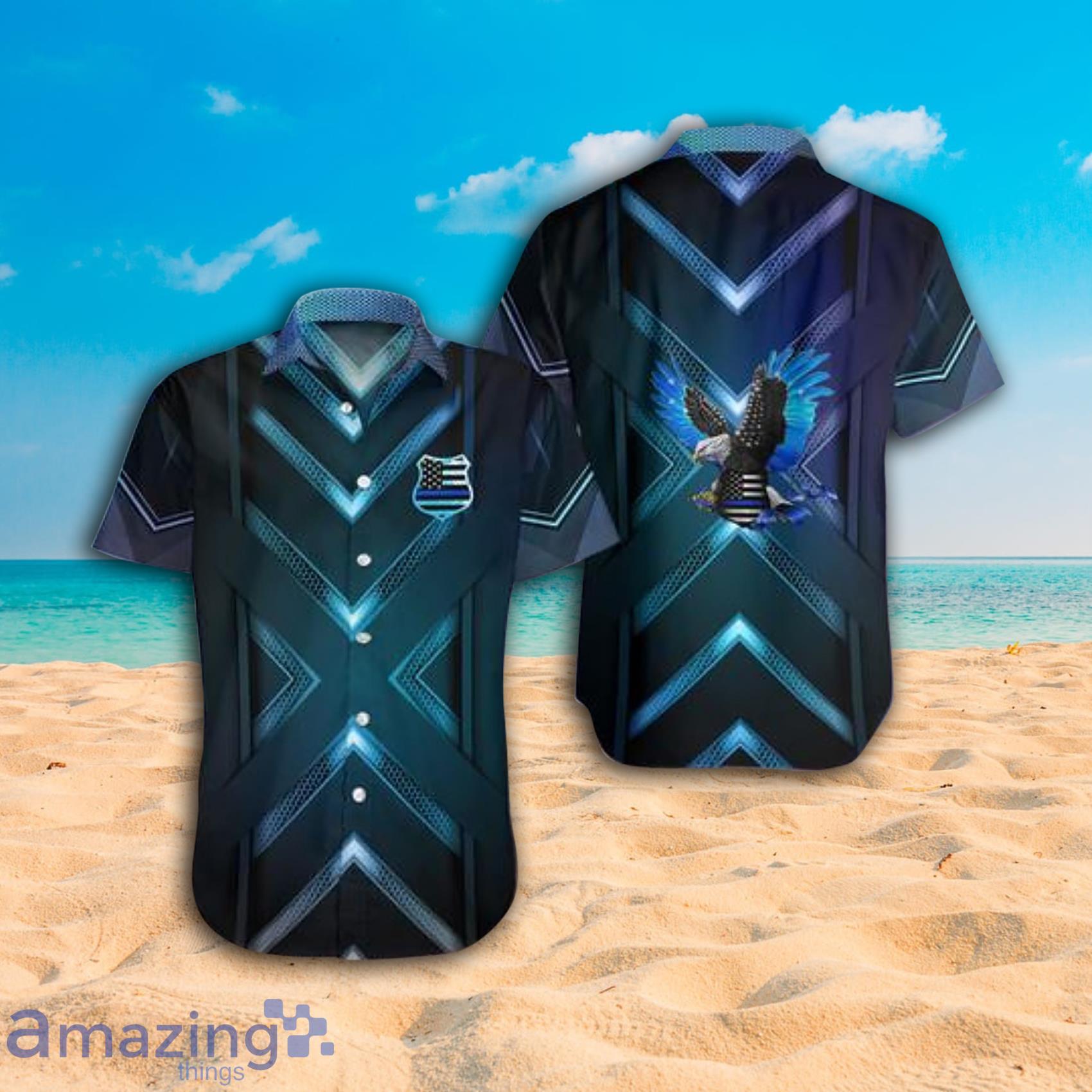 Back The Blue Short Sleeve Hawaiian Shirt Product Photo 1