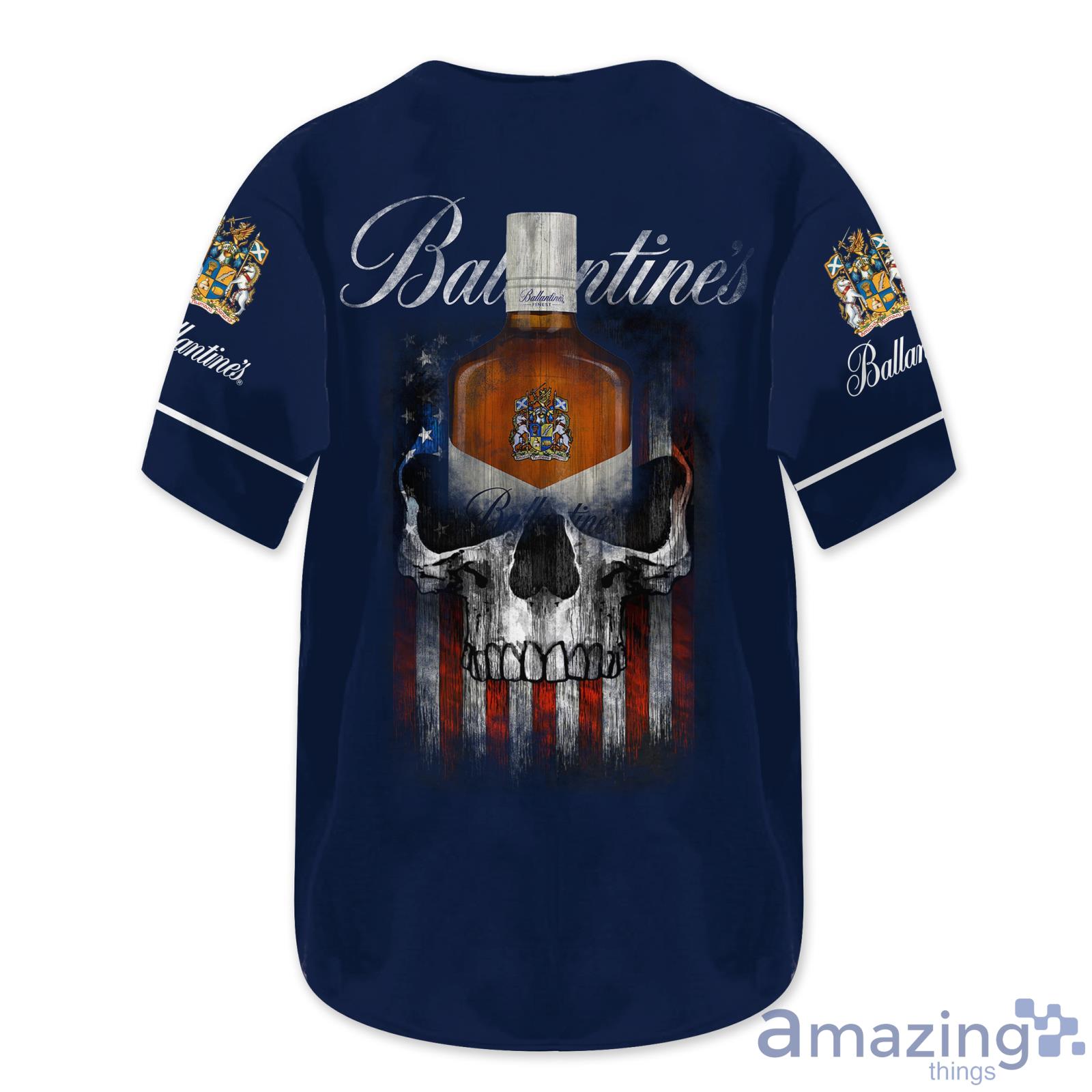 Ballantines Whiskey USA Flag Skull All Over Print Baseball Jersey Shirt image Ballantines Whiskey USA Flag Skull All Over Print Baseball Jersey Shirt Product Photo 3