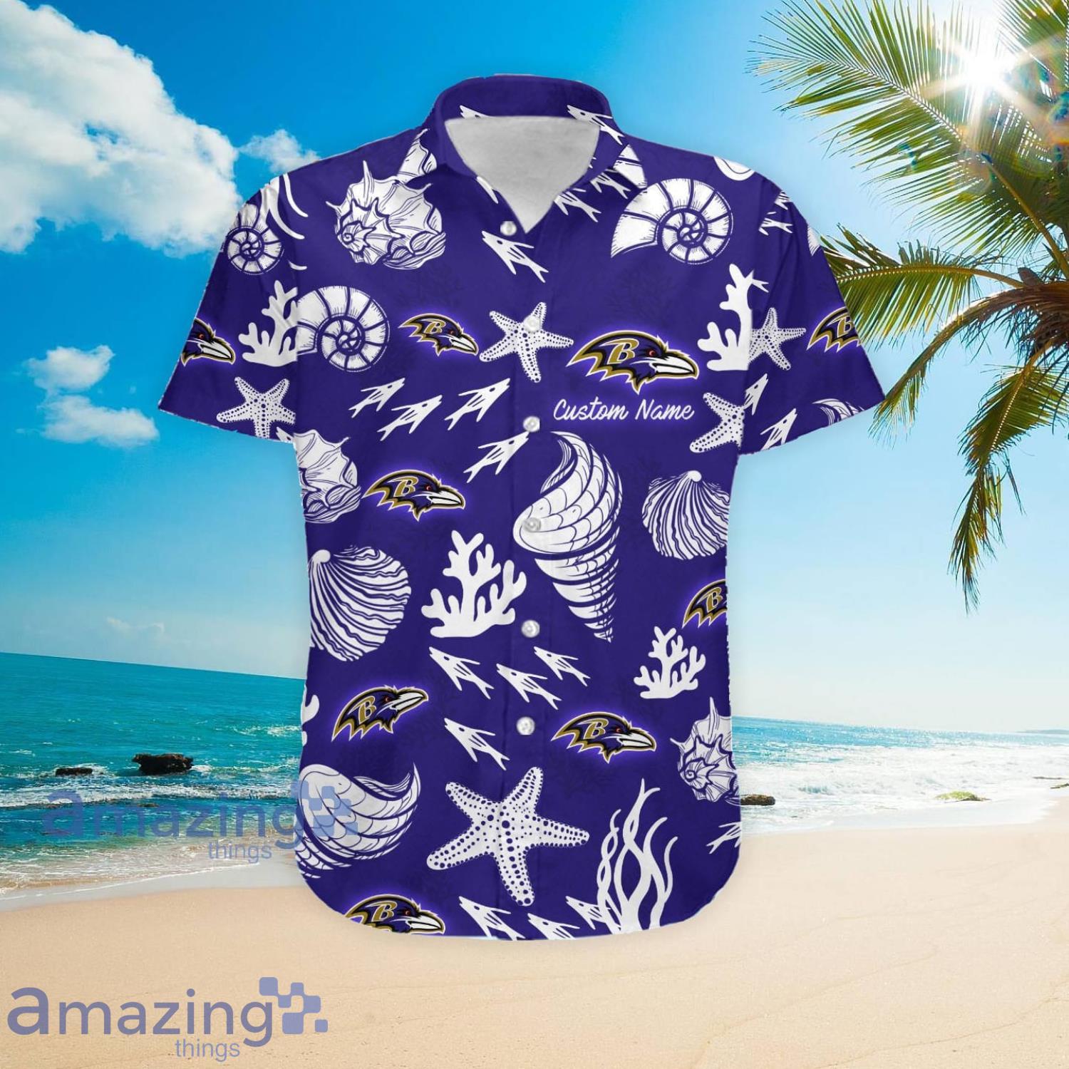 Baltimore Ravens Button-Down Shirts Men Hawaiian Beach Shirts Fans Short  Sleeve