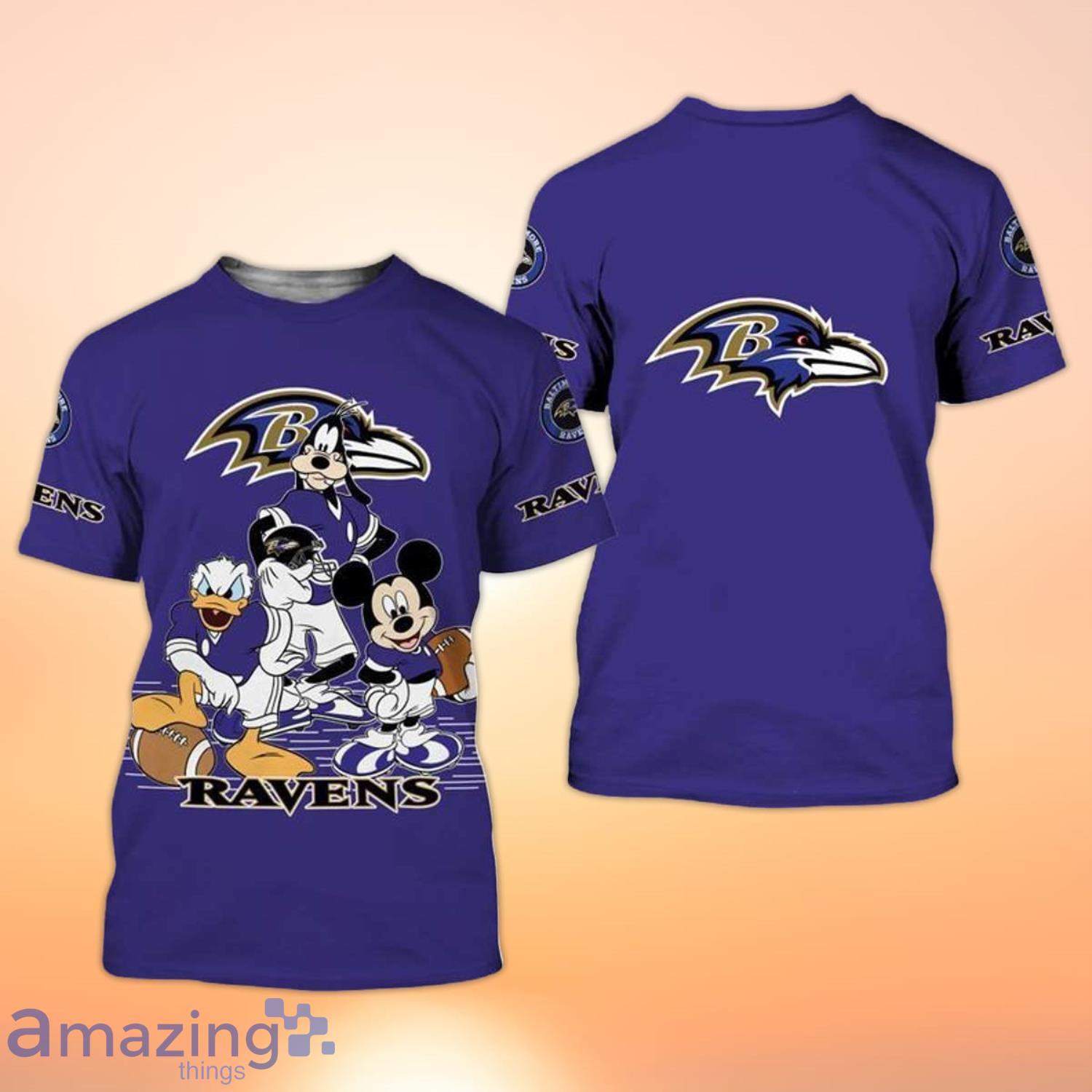 Baltimore Ravens Mickey Mouse And Friends Disney 3D T-Shirt