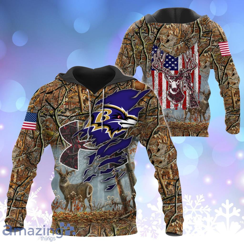 Baltimore Ravens NFL Hunting Camo Hoodie 3D For Fans