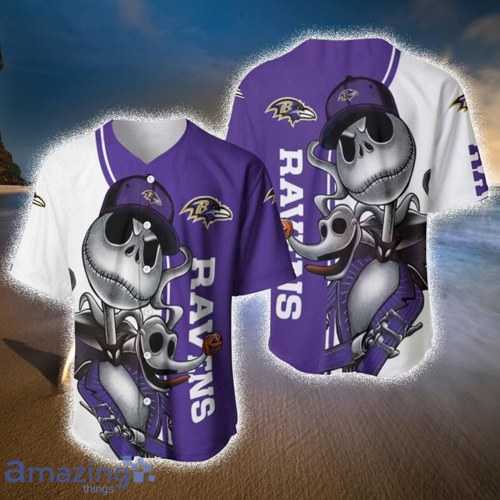 Baltimore Ravens NFL Jack Skellington And Zero Baseball Jerseys