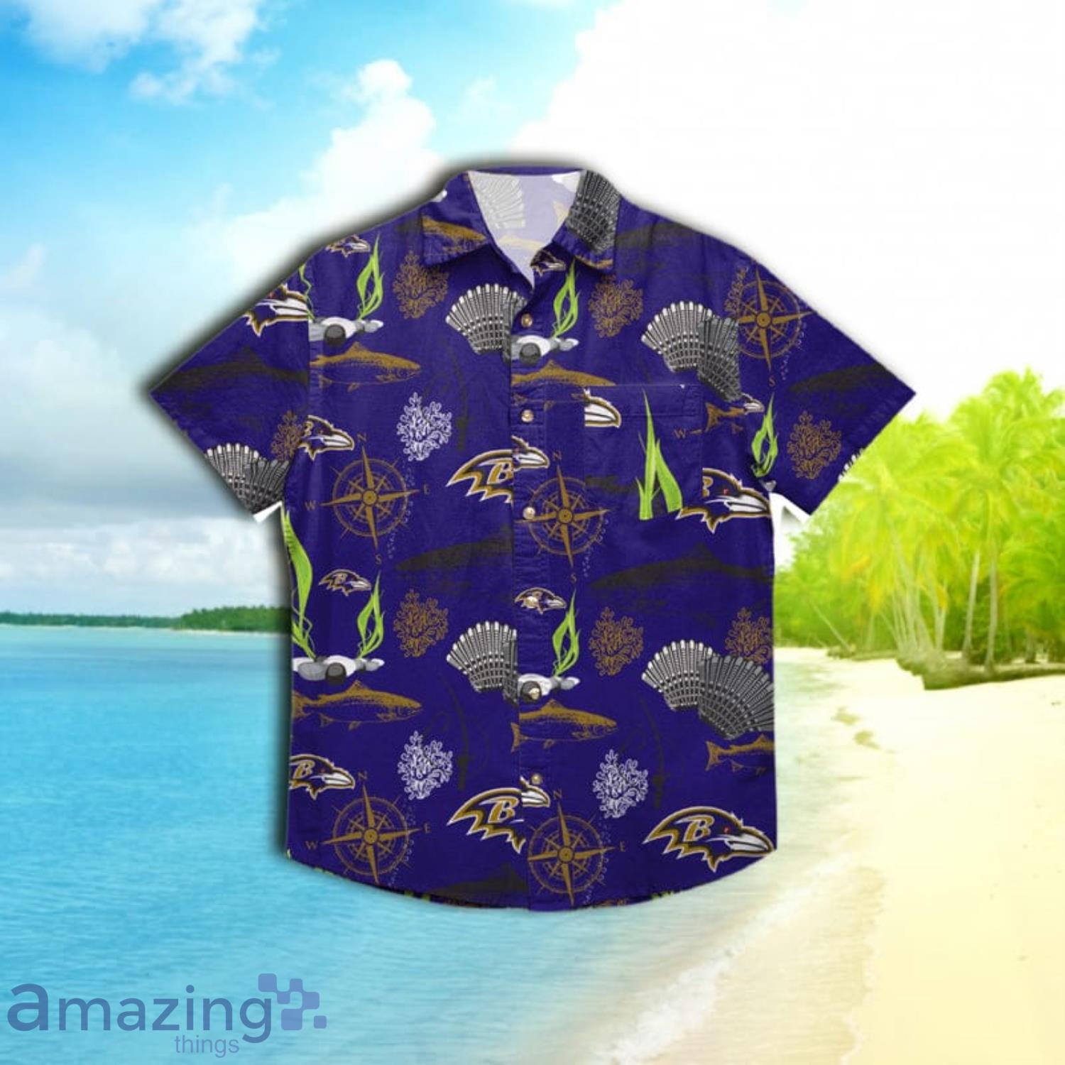 NFL Baltimore Ravens Hawaiian Shirt Holiday Pattern Logo Gift For