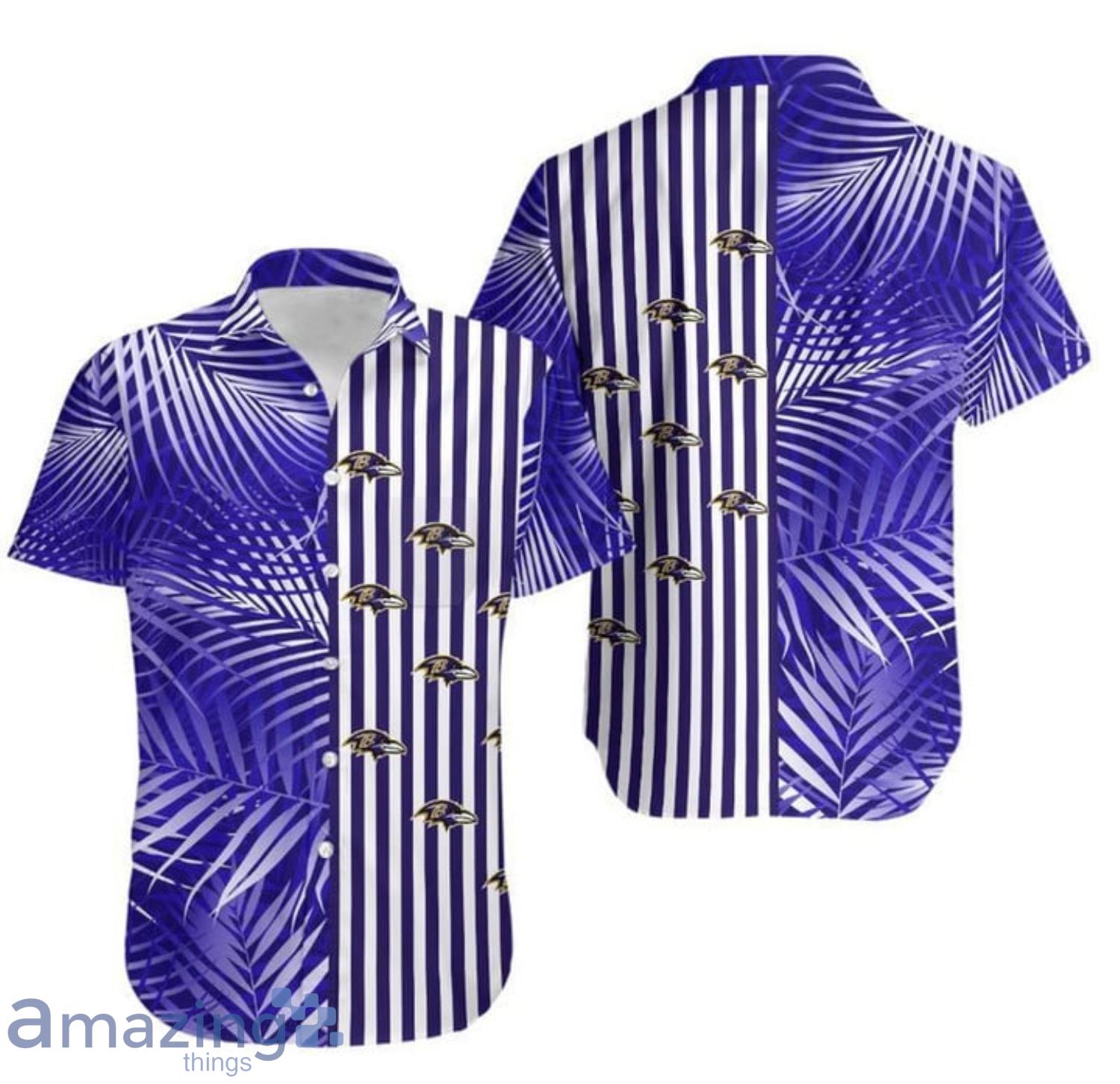 Baltimore Ravens Palm Leaves And Stripes Nfl Gift For Fan Hawaii Shirt Product Photo 1