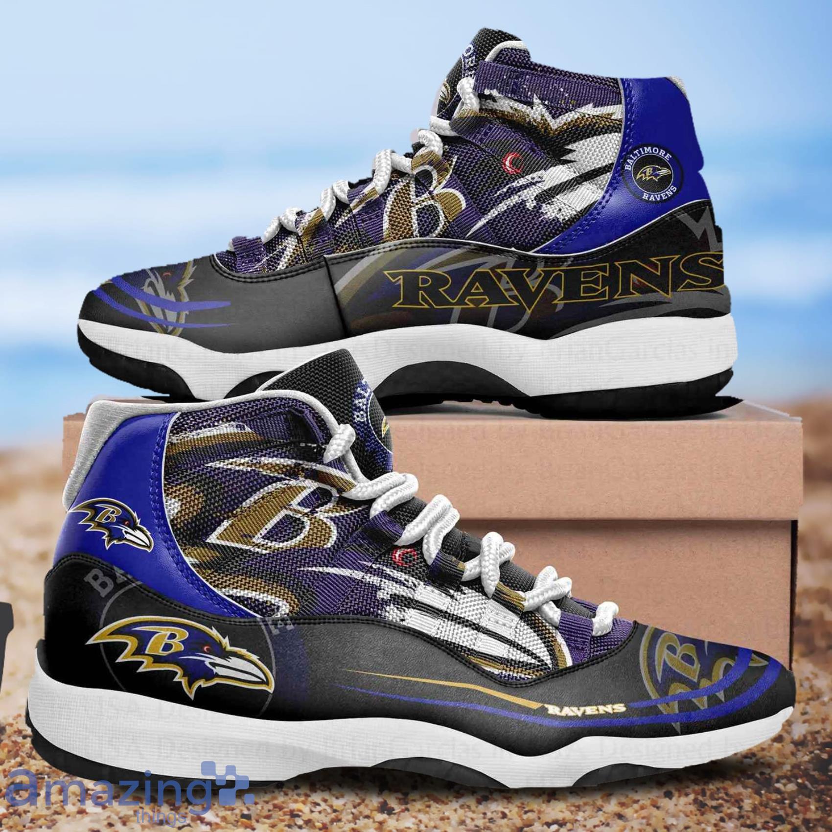 Baltimore Ravens Custom Name Air Jordan 11 Sneakers Shoes